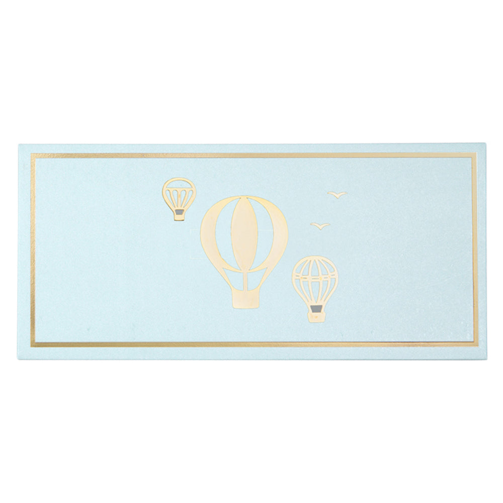 Baby Blue Hot Air Balloon Themed Kids Money Envelopes - Set of 10 or 50 - Perfect for Birthday Gifts, Allowance, Tooth Fairy & Party Favors