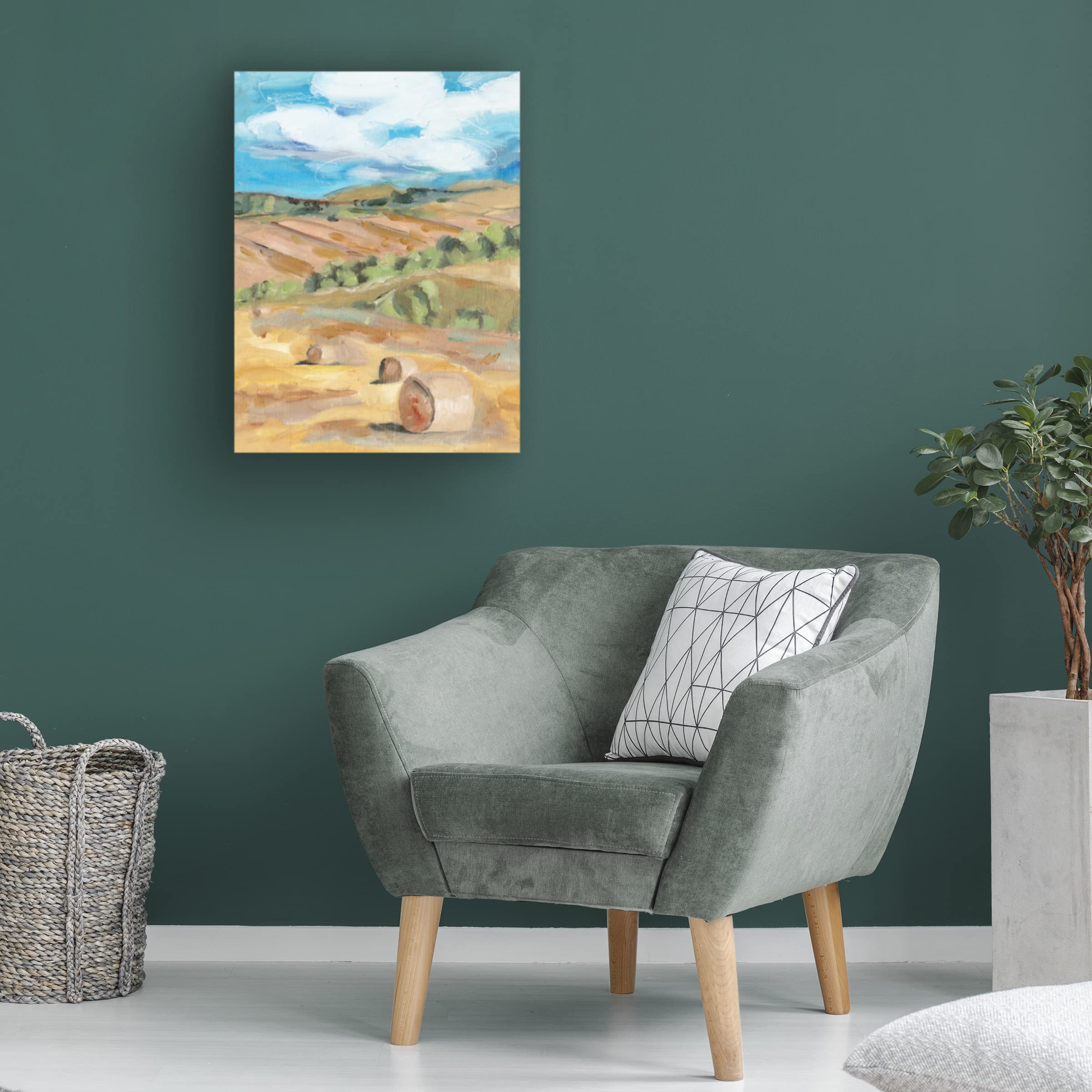 Trademark Fine Art 'Hay Bales II' Canvas Wall Art Print by Melissa Wang - Farmhouse Decor, Country Living Room, Office & Bedroom Wall Decor