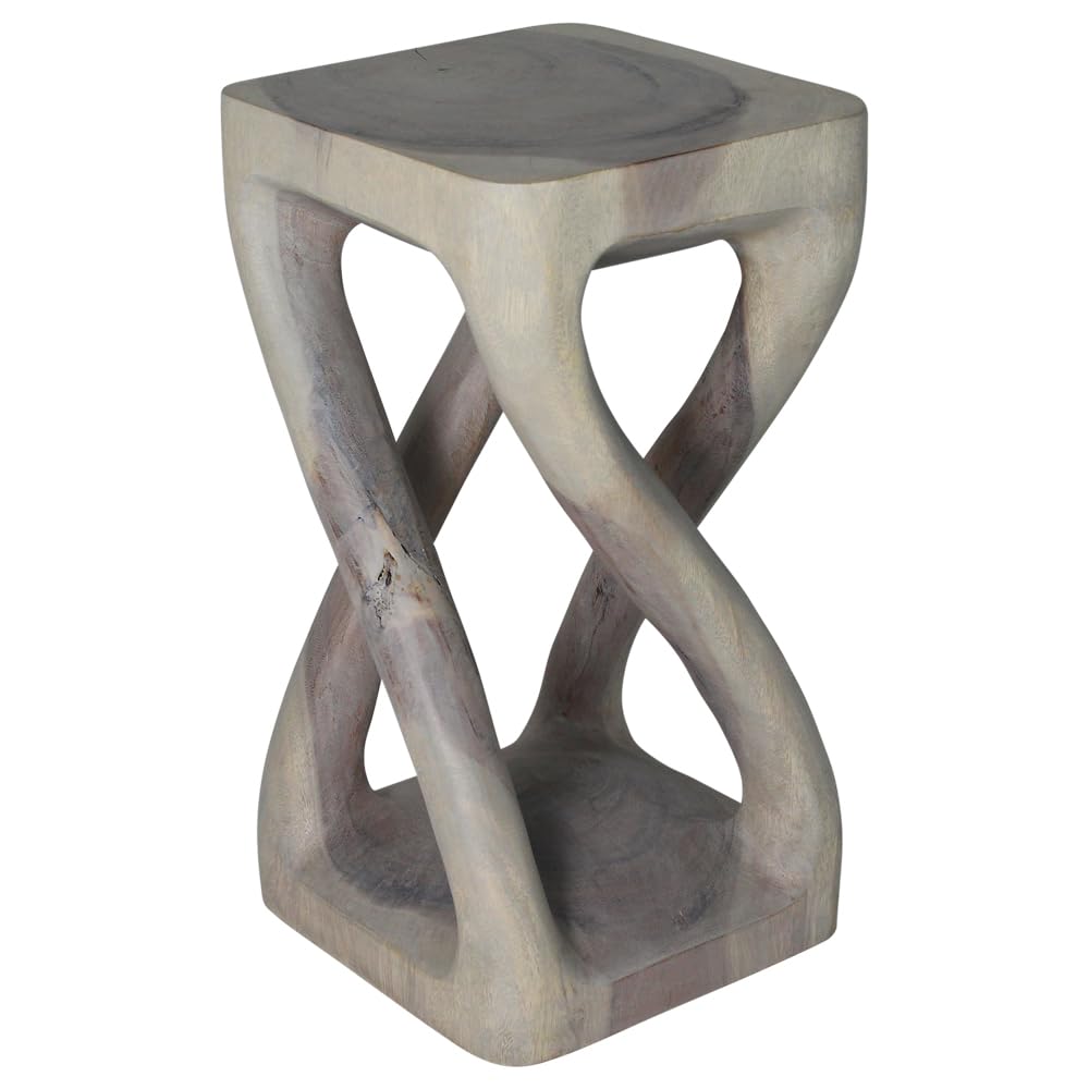 Haussmann® Wood Vine Twist Stool Accent Table - 12