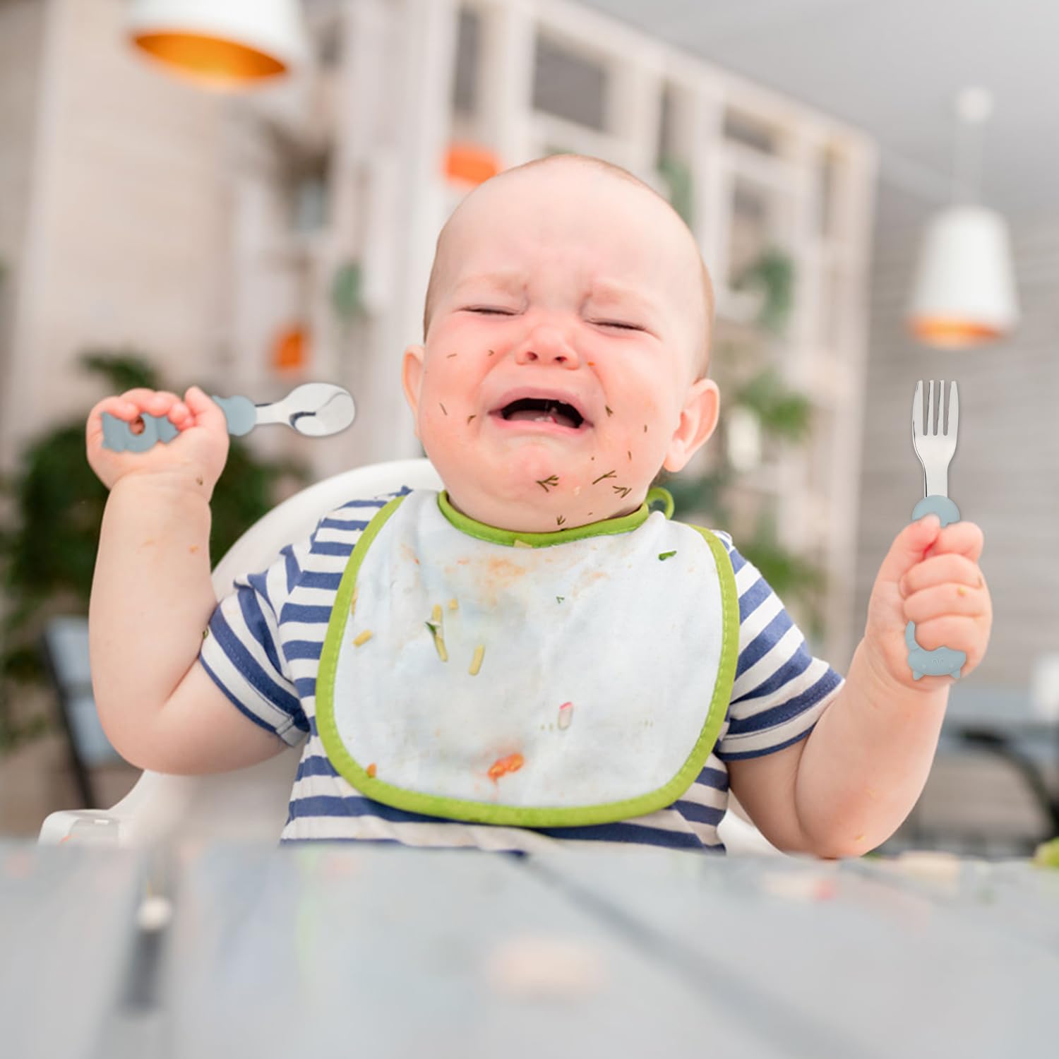 6-Piece Kids Utensil Set - 3 Toddler Forks & 3 Spoons with Soft Silicone Handles | BPA-Free Stainless Steel Baby Cutlery | Gentle on Gums & Teeth | Perfect for Home, School Lunch & Travel Meals