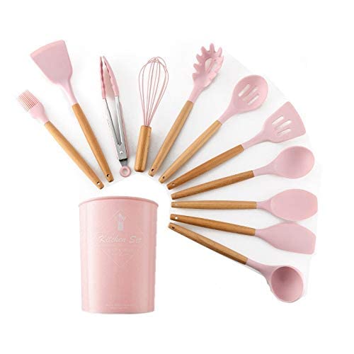 Premium 11-Piece Silicone Kitchen Utensil Set with Wooden Handles - Non-Slip Cooking Tools & Storage Box - Perfect for Baking, Frying, and Everyday Meal Prep - Ideal Gift for Home Chefs (Tiffany Blue)