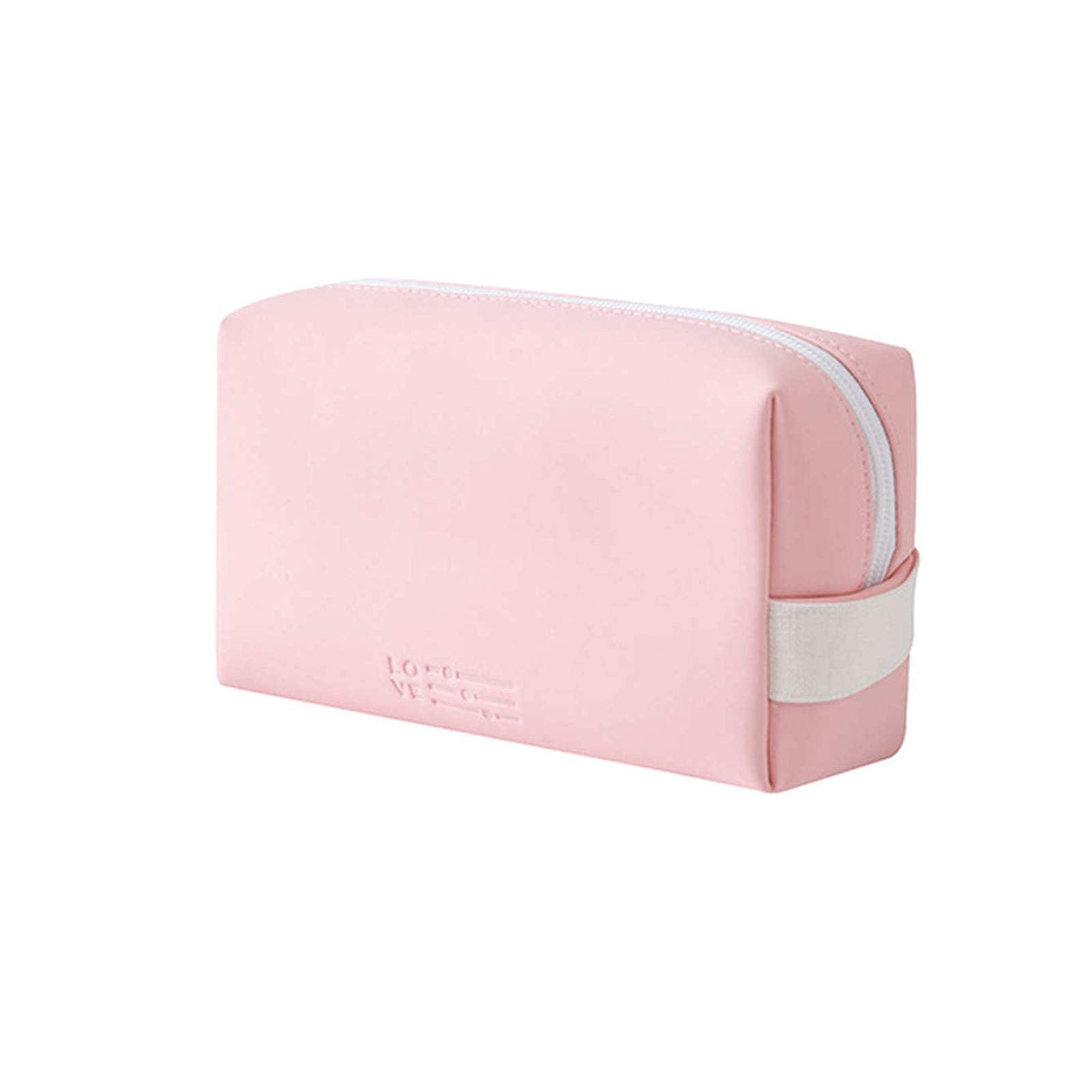 Stylish PU Leather Cosmetic Bag - Portable Makeup Organizer with Brush Holder for Travel & Storage (Pink) | Perfect for Home, Office & On-the-Go Beauty Essentials