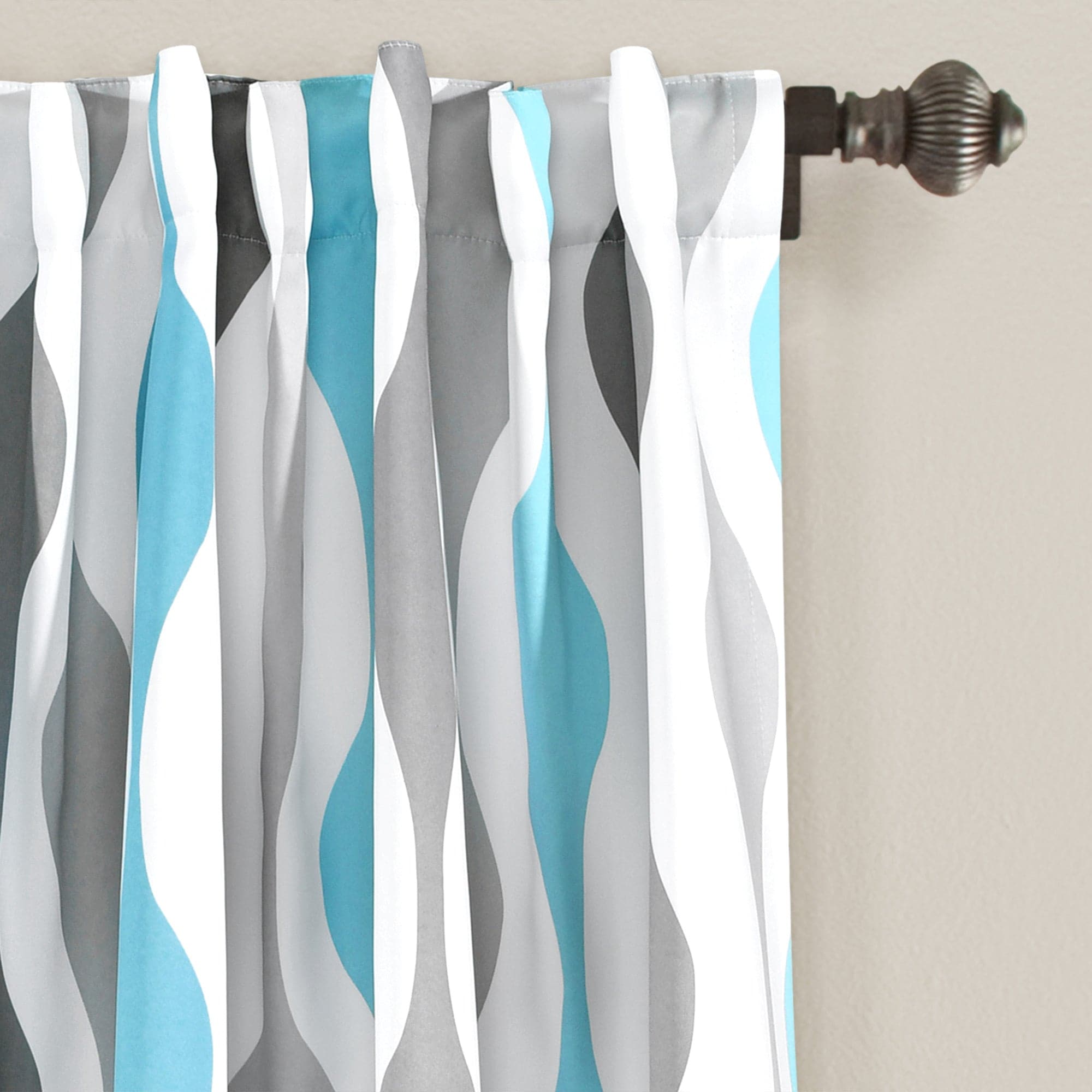 Mid Century Modern Geometric Light Filtering Window Curtains - Set of 2 Panels for Living Room & Bedroom | Sun Protection & Privacy Sheer Drapes