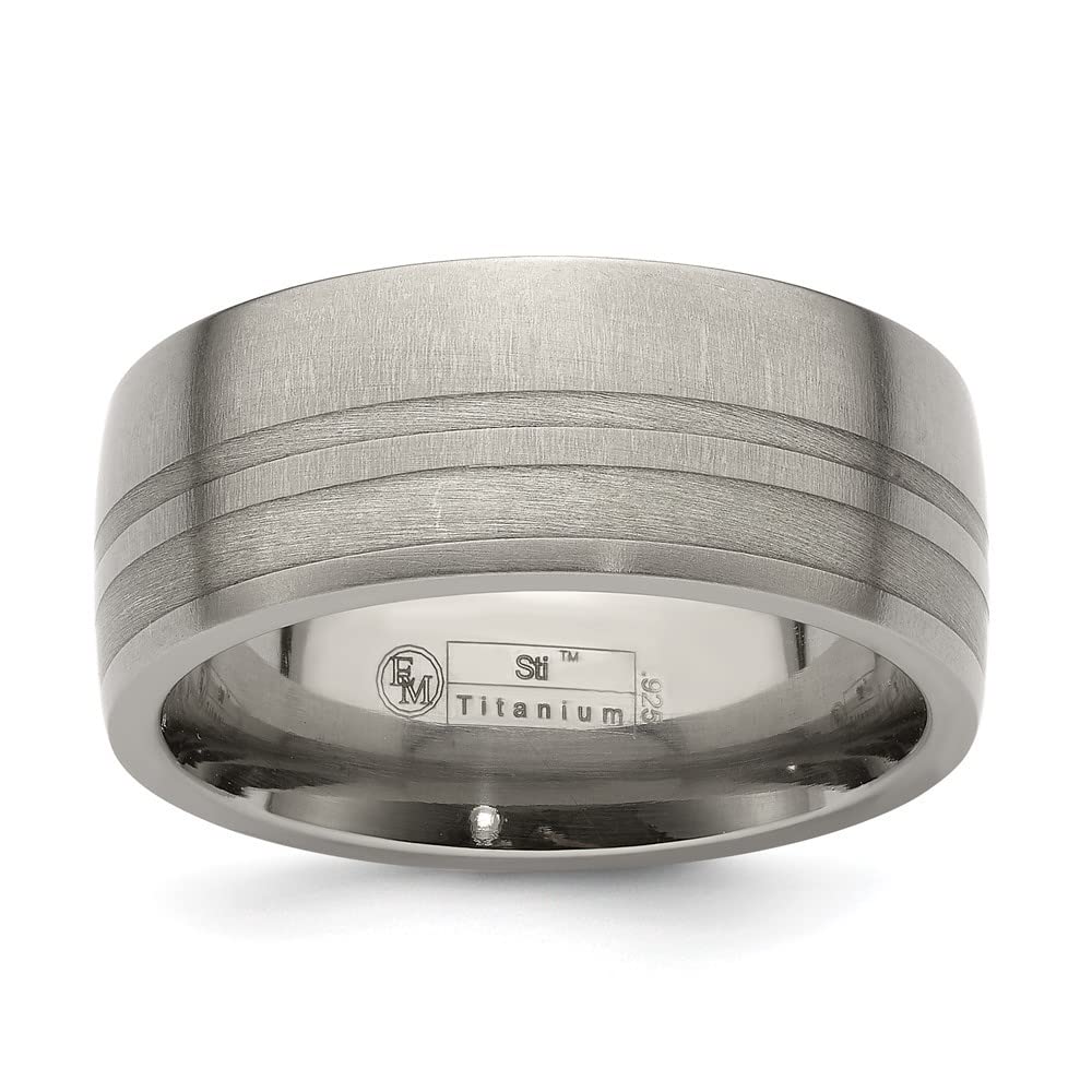 Titanium & Sterling Silver Brushed 9mm Wedding Band Ring for Men & Women - Durable & Hypoallergenic Jewelry for Everyday Wear, Anniversary Gifts, and Special Occasions