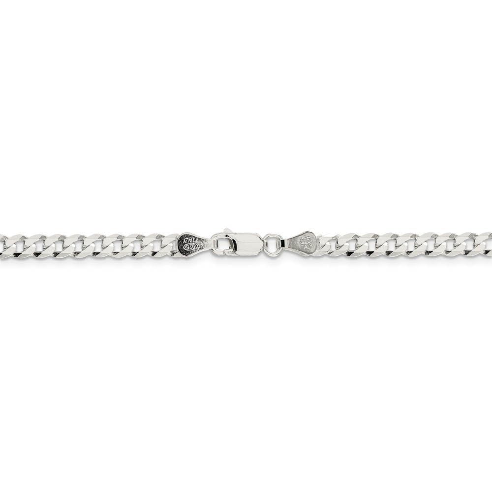 4.5mm Sterling Silver Solid Flat Curb Chain Necklace for Women & Men - Durable Black Bow Pendant Jewelry for Everyday Wear, Gifts & Special Occasions