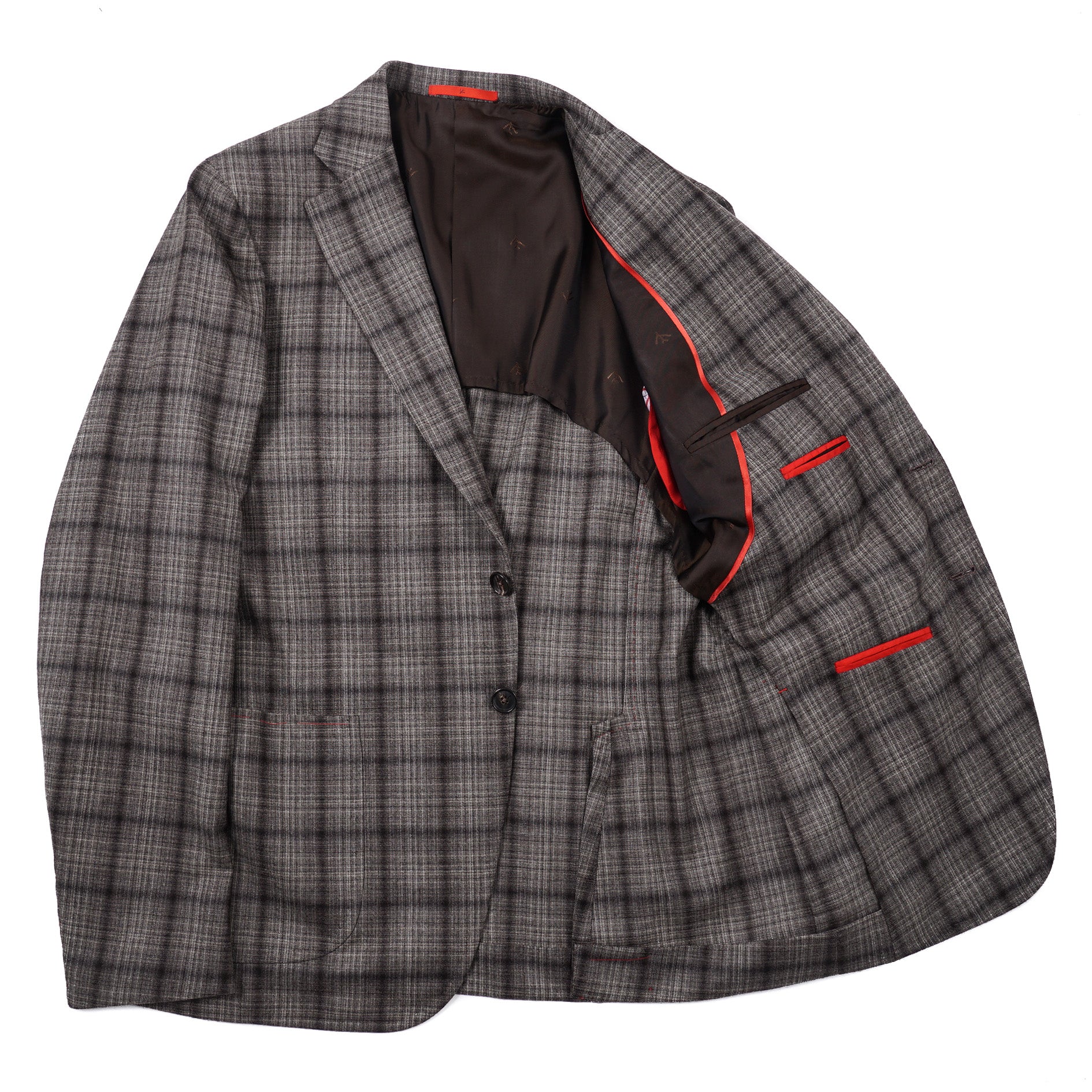 Isaia Slim Fit Shadow Check Wool Suit for Men | Premium Tailored Business & Wedding Suit | Formal Office & Special Occasion Attire