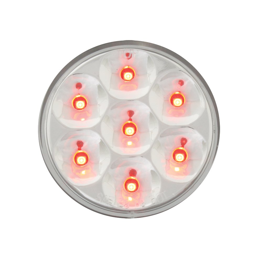 GG Grand General 76543 2 Inch Low Profile Pearl Red 7 LED Marker Light with Clear Lens - Red/Clear - Perfect for Trucks, Trailers, RVs & Marine Applications