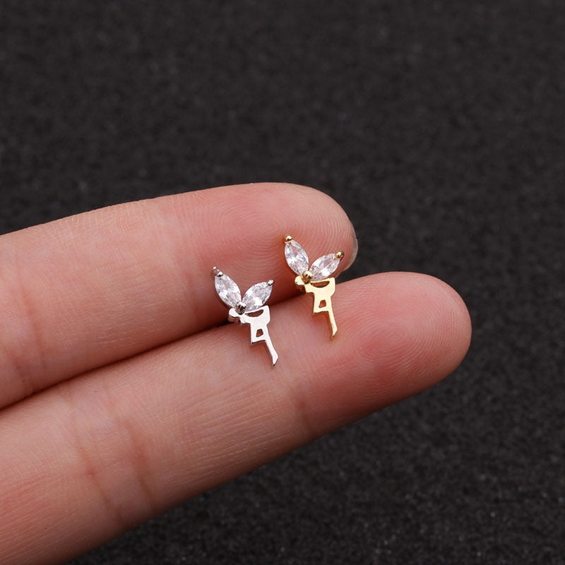 20G Cartilage Tiny Stud Earrings, Half Butterfly Stud Earrings for Women | HSPJ1947 | Perfect for Daily Wear, Parties & Gifts