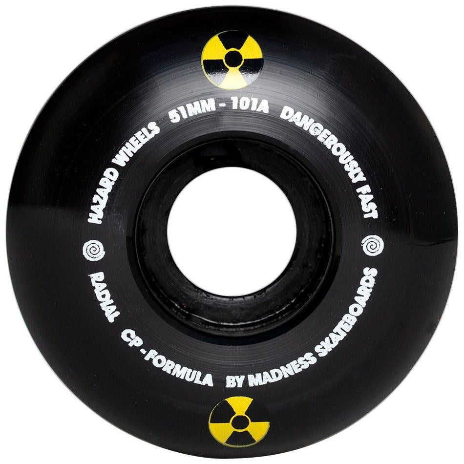 Hazard Swirl CP+ Radial Wheels 53mm Black - High-Performance Skateboard Wheels for Smooth Rides on Streets and Parks