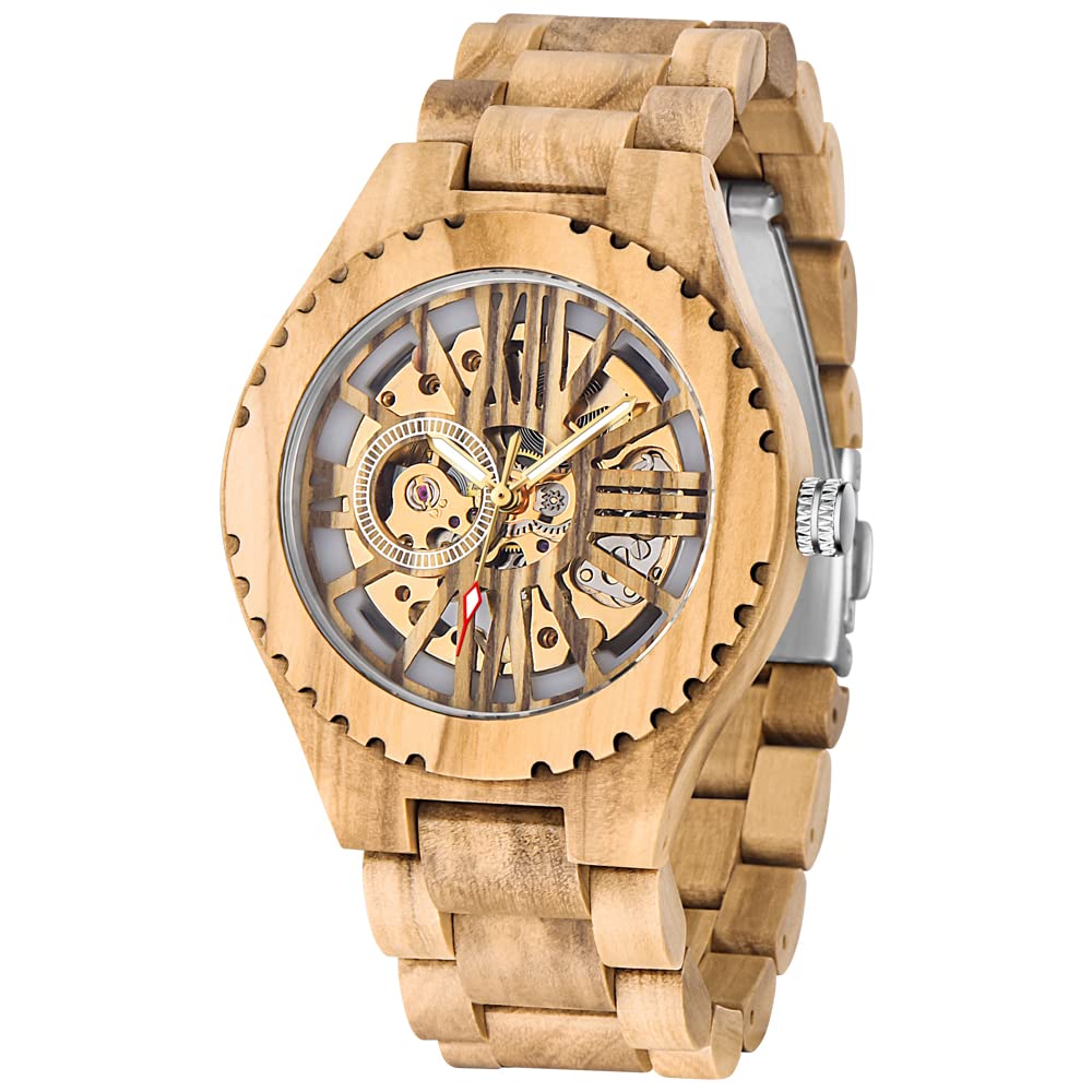 Wooden Watch for Men - Mechanical Movement & Wooden Strap | Perfect for Father's Day & Birthday Gifts