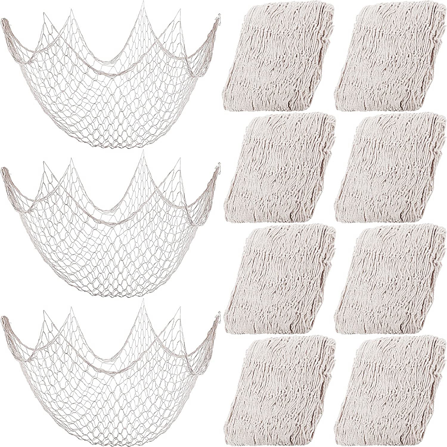 8-Piece Natural Cotton Fish Net Decorations - 78.7