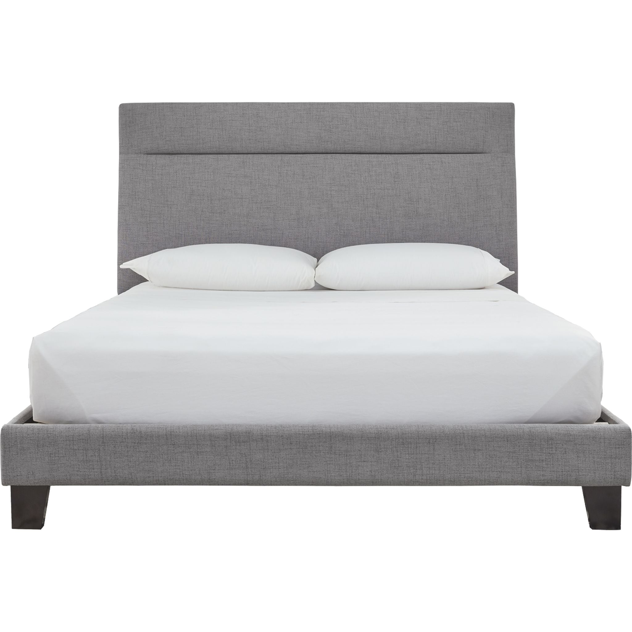 Adelloni King Upholstered Bed Frame - Gray Fabric Headboard - Modern Luxury Bedroom Furniture for Master Suite & Guest Room