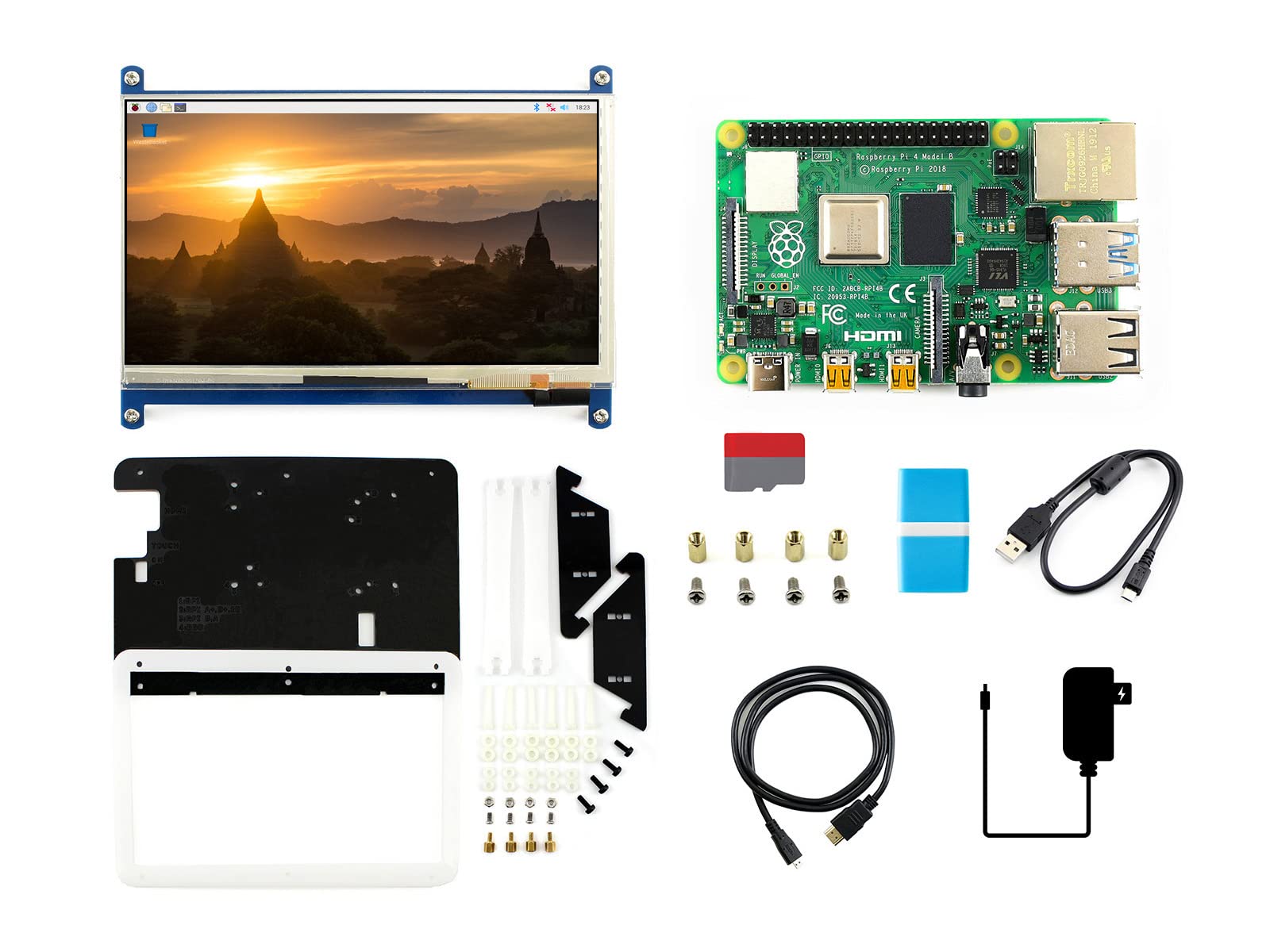 Waveshare 7-Inch Capacitive Touch LCD Display Kit for Raspberry Pi 4 Model B - Compatible with Micro SD Card & Accessories - Perfect for DIY Projects, Smart Home Displays & Embedded Systems