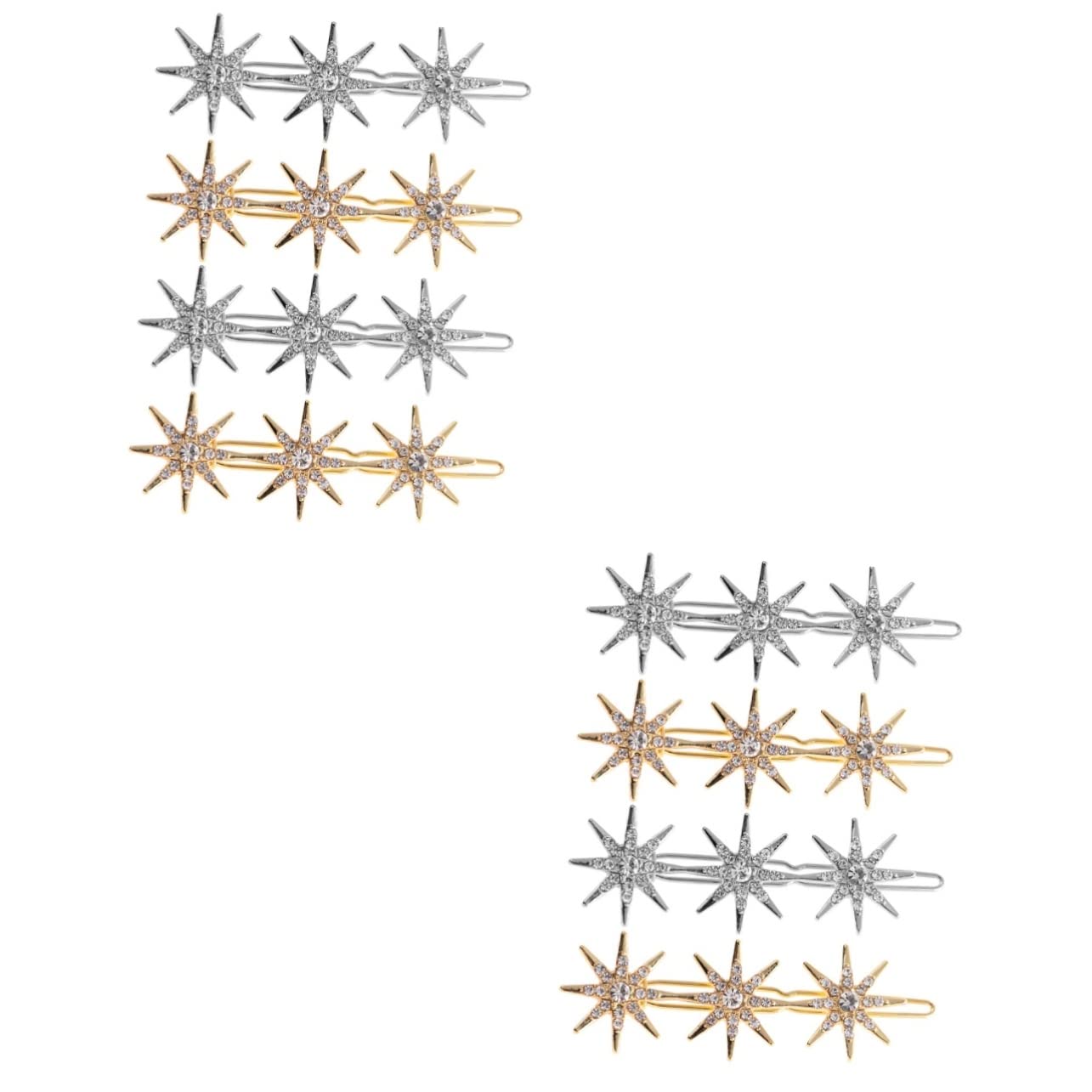 8 Pcs Rhinestone Star Hair Clips for Women - Sparkling Hair Barrettes & Hairpins - Elegant Hair Accessories for Parties, Weddings, and Everyday Wear