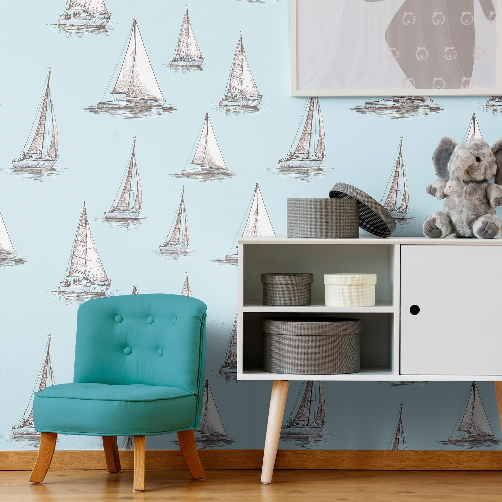 Nautical Peel and Stick Removable Wallpaper - White & Grey Self-Adhesive Wallpaper for Easy DIY Home Decor - Perfect for Bedrooms, Bathrooms, and Accent Walls