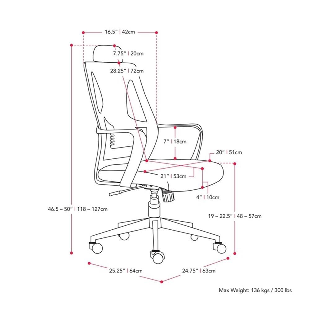 Ergonomic Fabric Mesh Office Chair with Adjustable Height - Gray & White - Perfect for Home Office, Workspace, and Gaming Desks