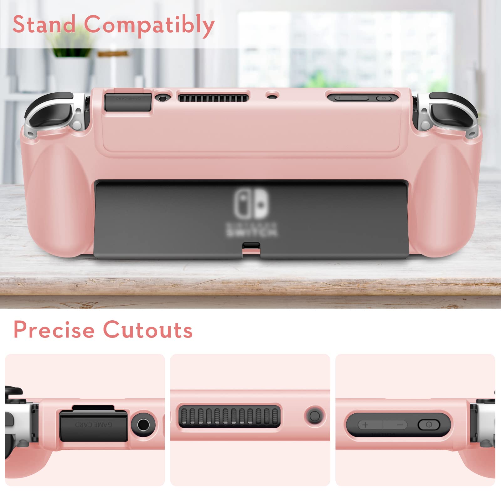 Fintie Flip Case for Nintendo Switch OLED Model 2021 - Slim Protective Soft TPU Shell with Magnetically Detachable Front Cover & Ergonomic Grip | Screen Safe Design | Dreamy Marble | Perfect for Travel, Gaming On-The-Go & Home Entertainment