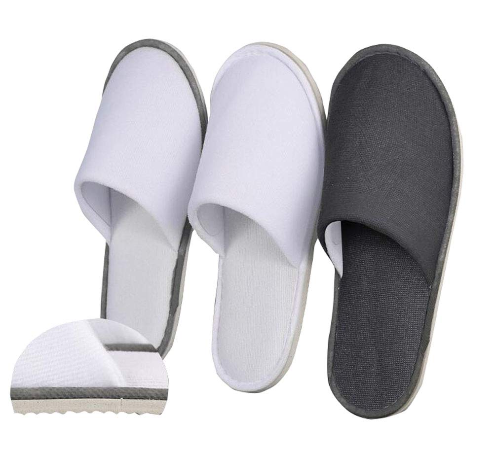 Jingyun 5 Pairs Closed Toe Spa Slippers for Guests - Hotel & Home Use - Portable Non-Slip Indoor Slippers - Assorted Colors - Perfect for Spa, Salon, and Travel