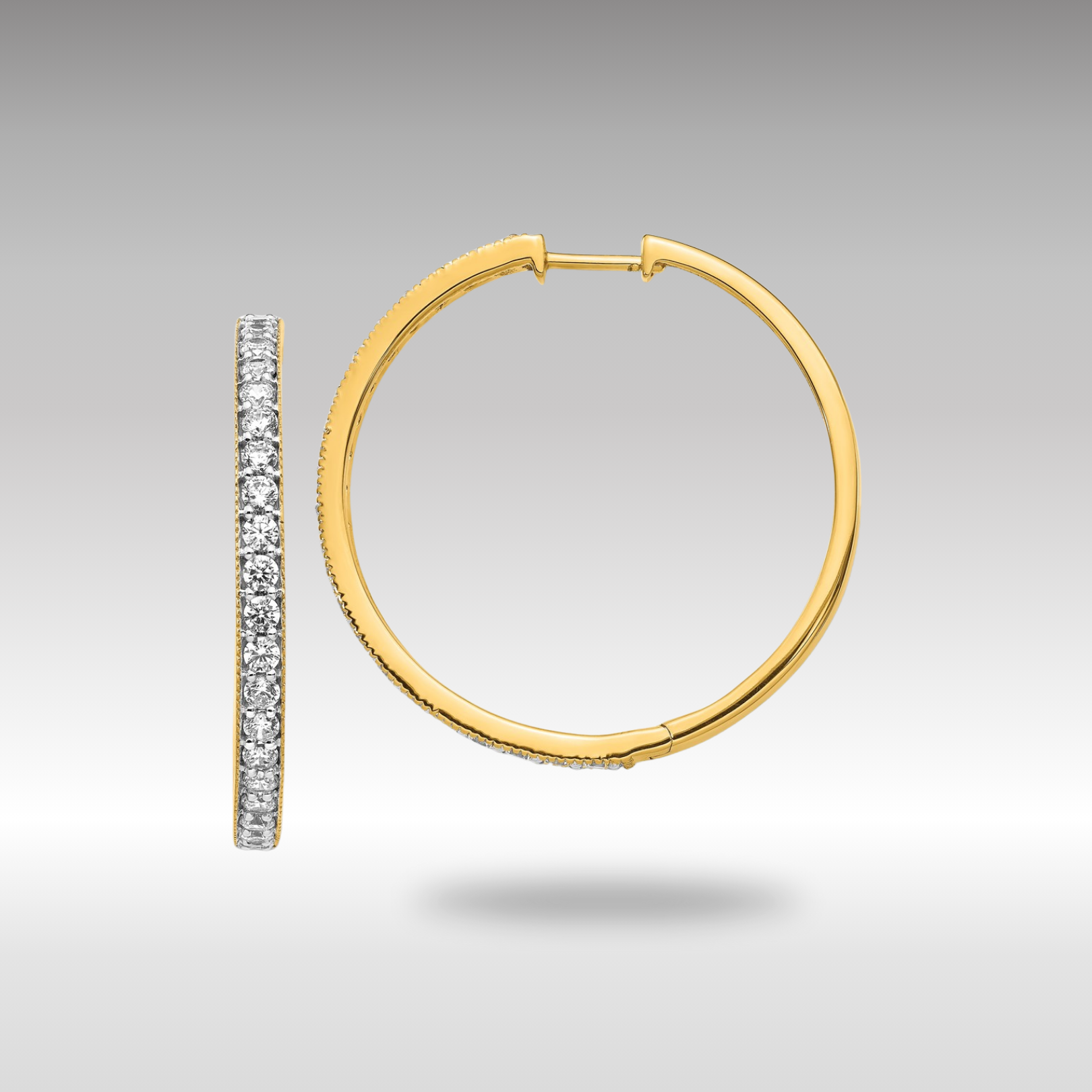 14K Gold Diamond Milgrain Hinged Hoop Earrings - EM4286 Vintage Style for Women | Elegant Wedding, Anniversary & Special Occasion Jewelry Gift
