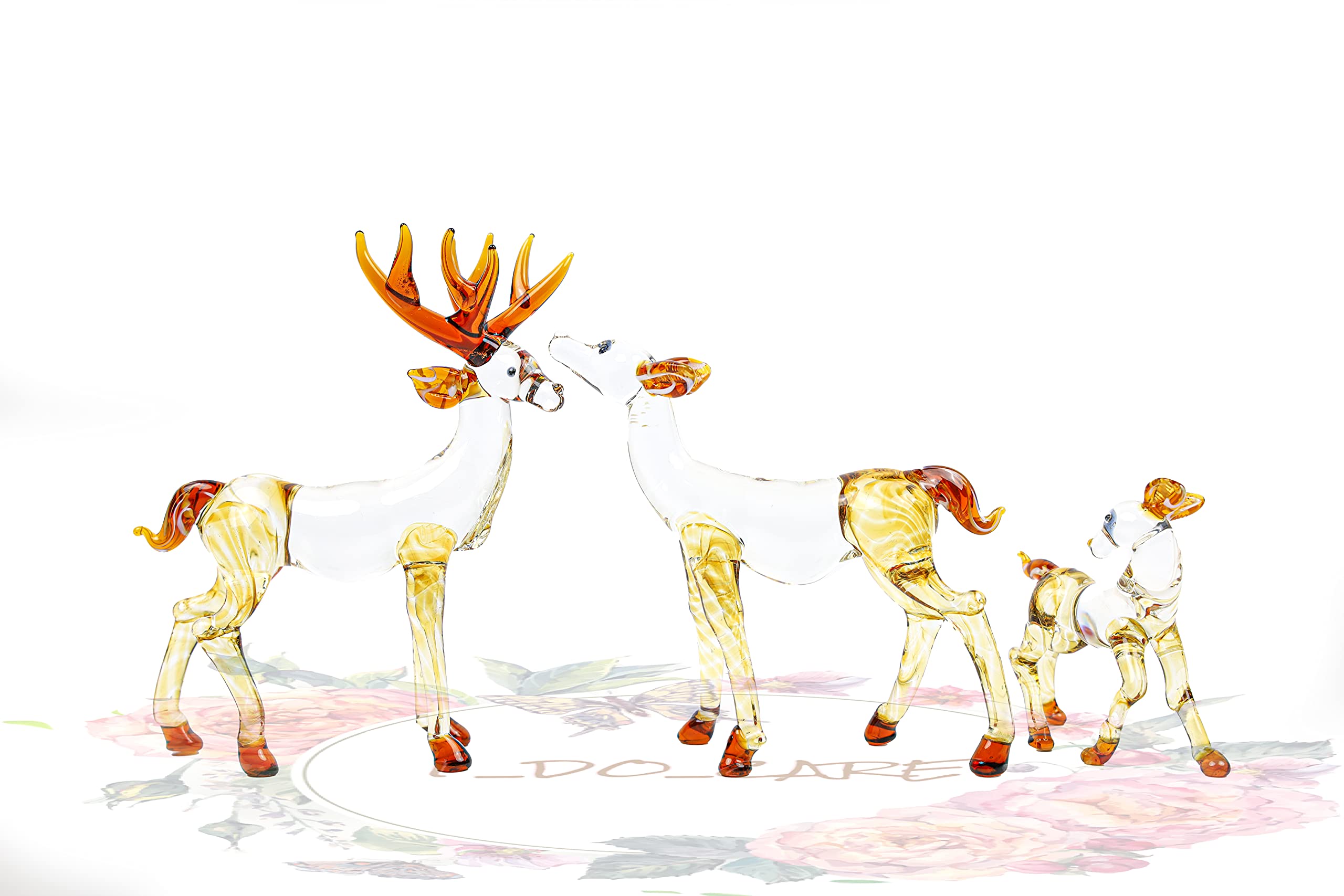 I-DO-CARE Deer Family Set of 3 - Mother, Father & Baby Deer Figurines, Plastic Woodland Nursery Decor for Baby Shower, Birthday Party, Christmas & Home Decoration | Perfect for Nursery Room, Garden Display & Seasonal Decorating
