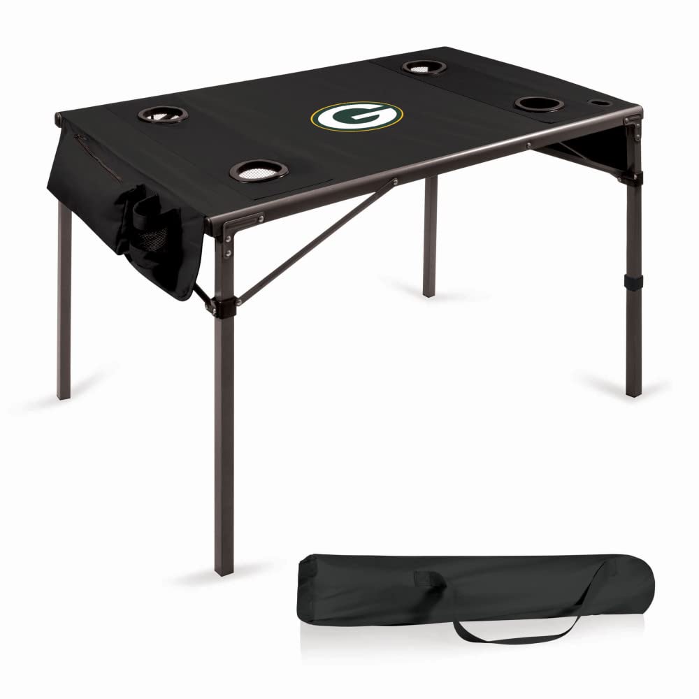 PICNIC TIME NFL Portable Soft Top Travel Table - Lightweight Folding Table for Outdoor, Camping, Tailgating & Picnics (Black) - Perfect for Sports Events, Beach Trips & Backyard BBQs