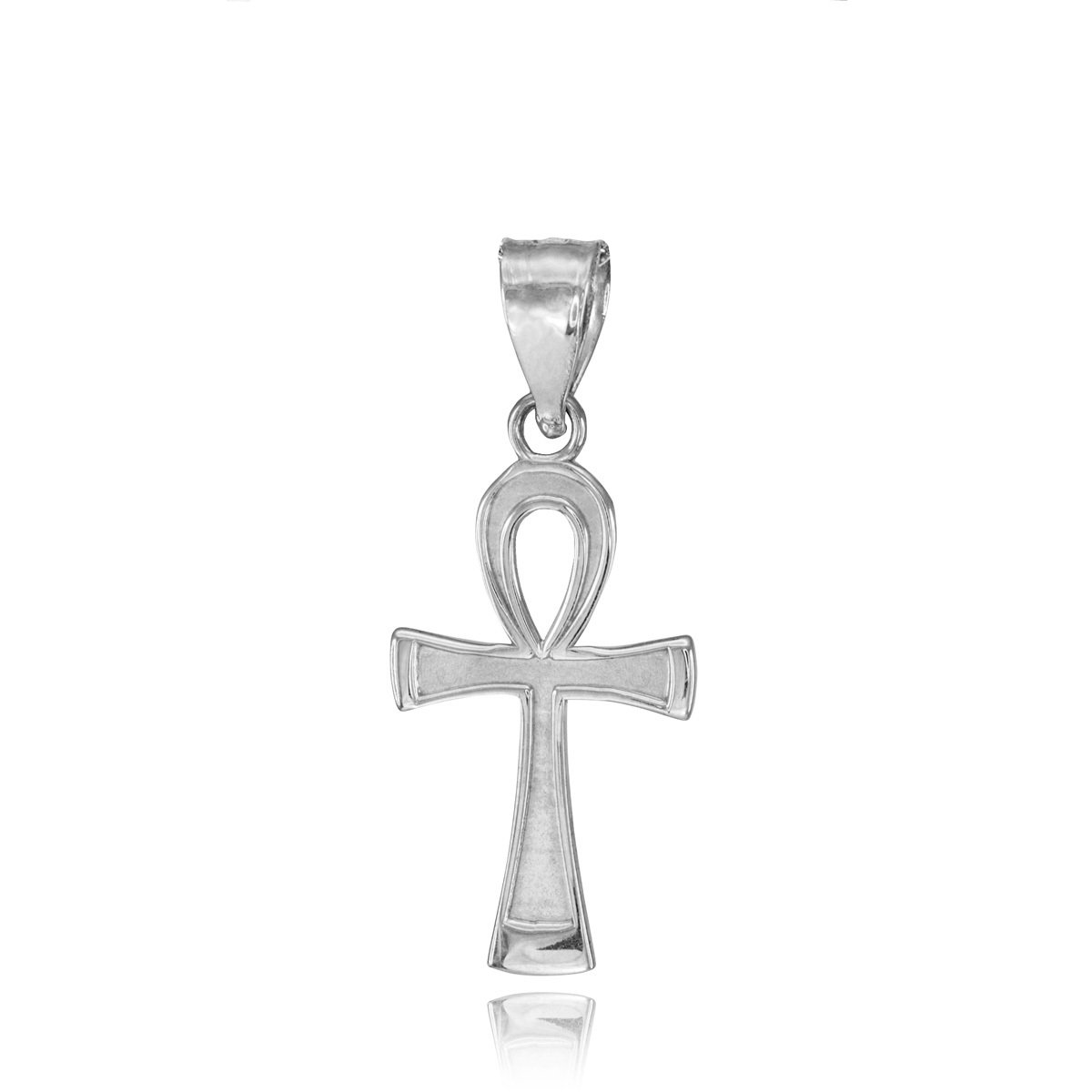 10k White Gold Egyptian Ankh Cross Charm Pendant Necklace for Women - Ancient Egyptian Symbol Jewelry for Spiritual Protection & Fashion - Perfect for Gifts, Weddings and Everyday Wear