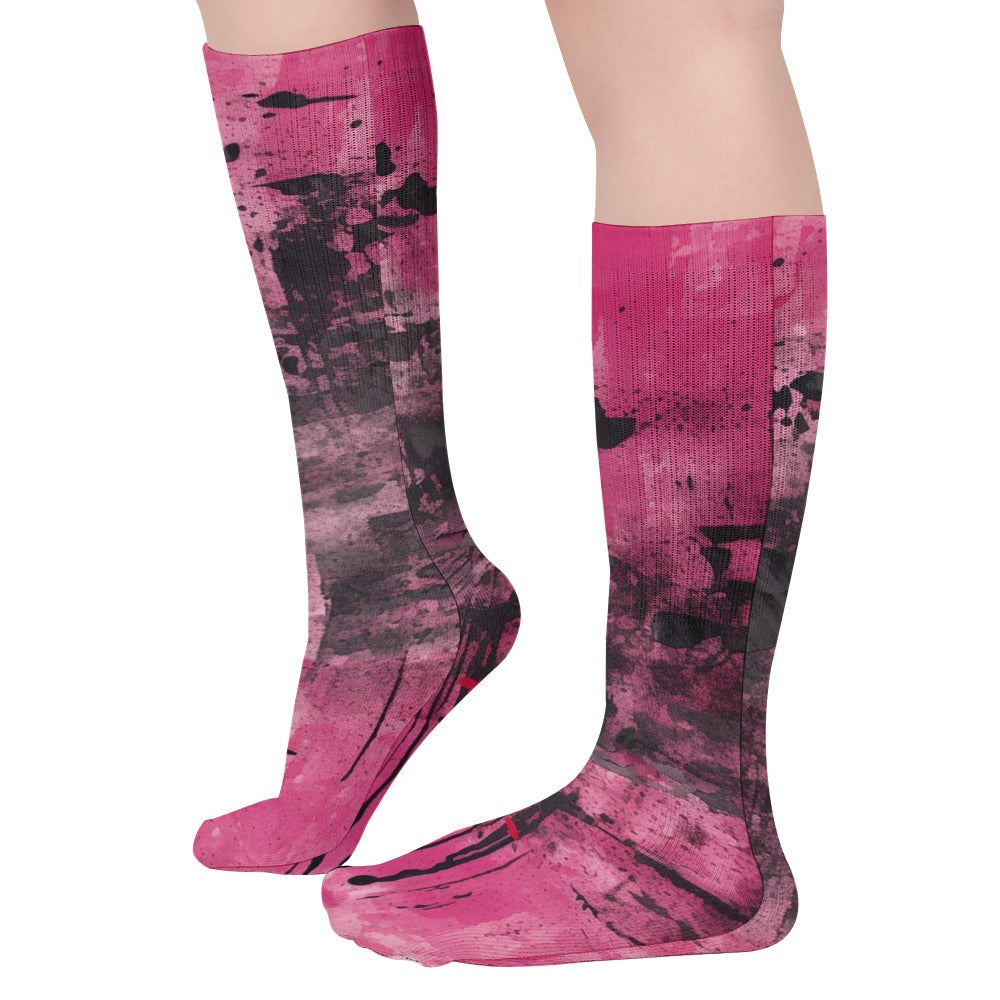 Breathable Pink and Black Stockings (5 Pack) - Comfortable & Stylish for Everyday Wear, Work, and Special Occasions
