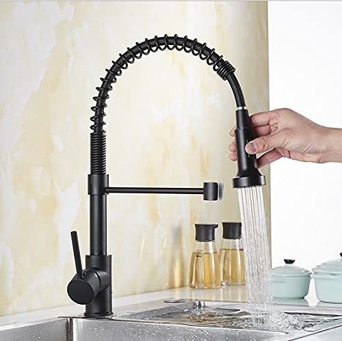 Premium Pull Down Kitchen Faucet with Spring Sprayer - Gold Brass Mixer Tap for Sink, Hot & Cold Water, Easy Installation (Style 5 Black/Style 3 Black) - Perfect for Modern Kitchens & Cooking Enthusiasts