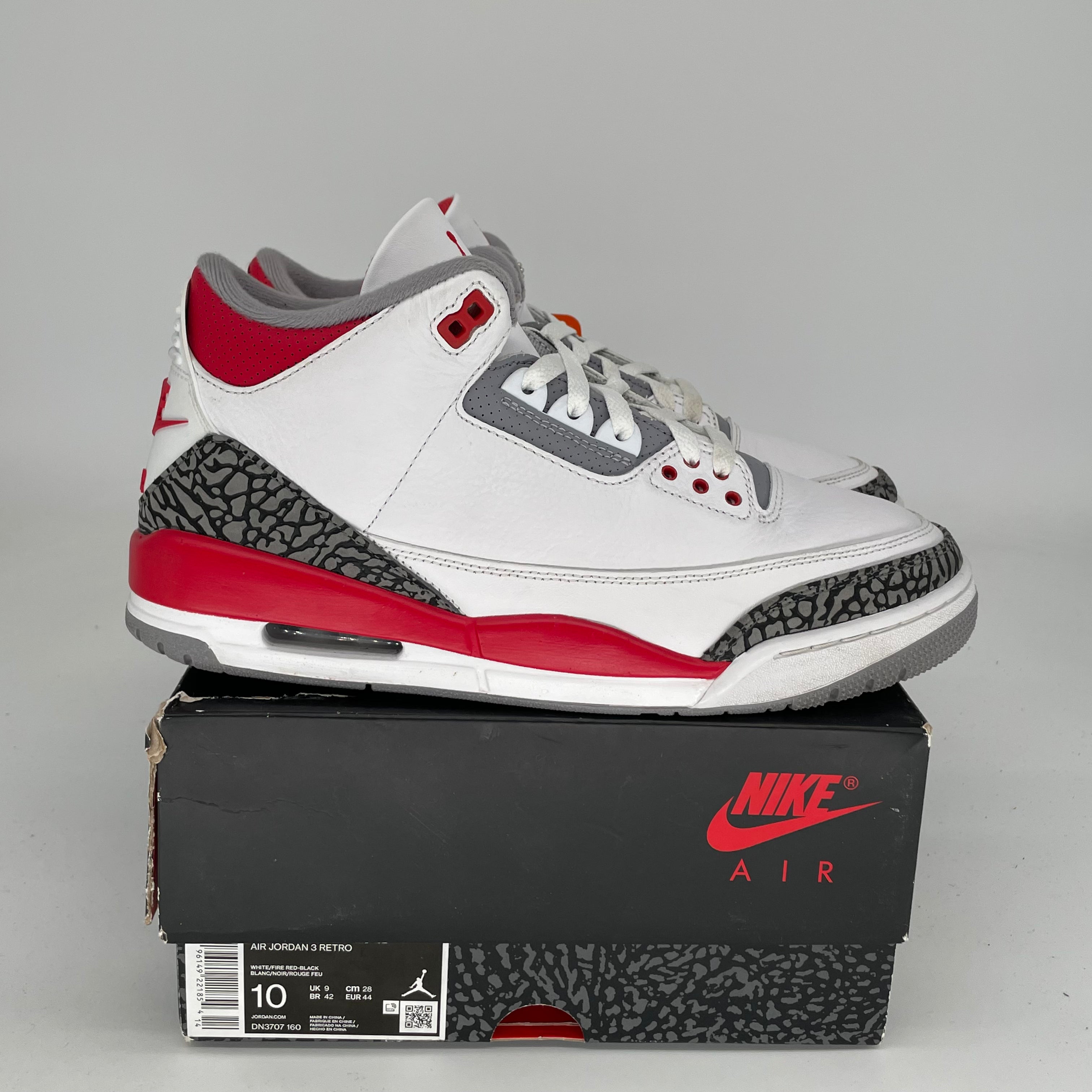 AIR JORDAN 3 Retro Fire Red Men's Basketball Shoes Size 10 - DN3707-160 | Authentic Sneakers for Streetwear & Basketball Games