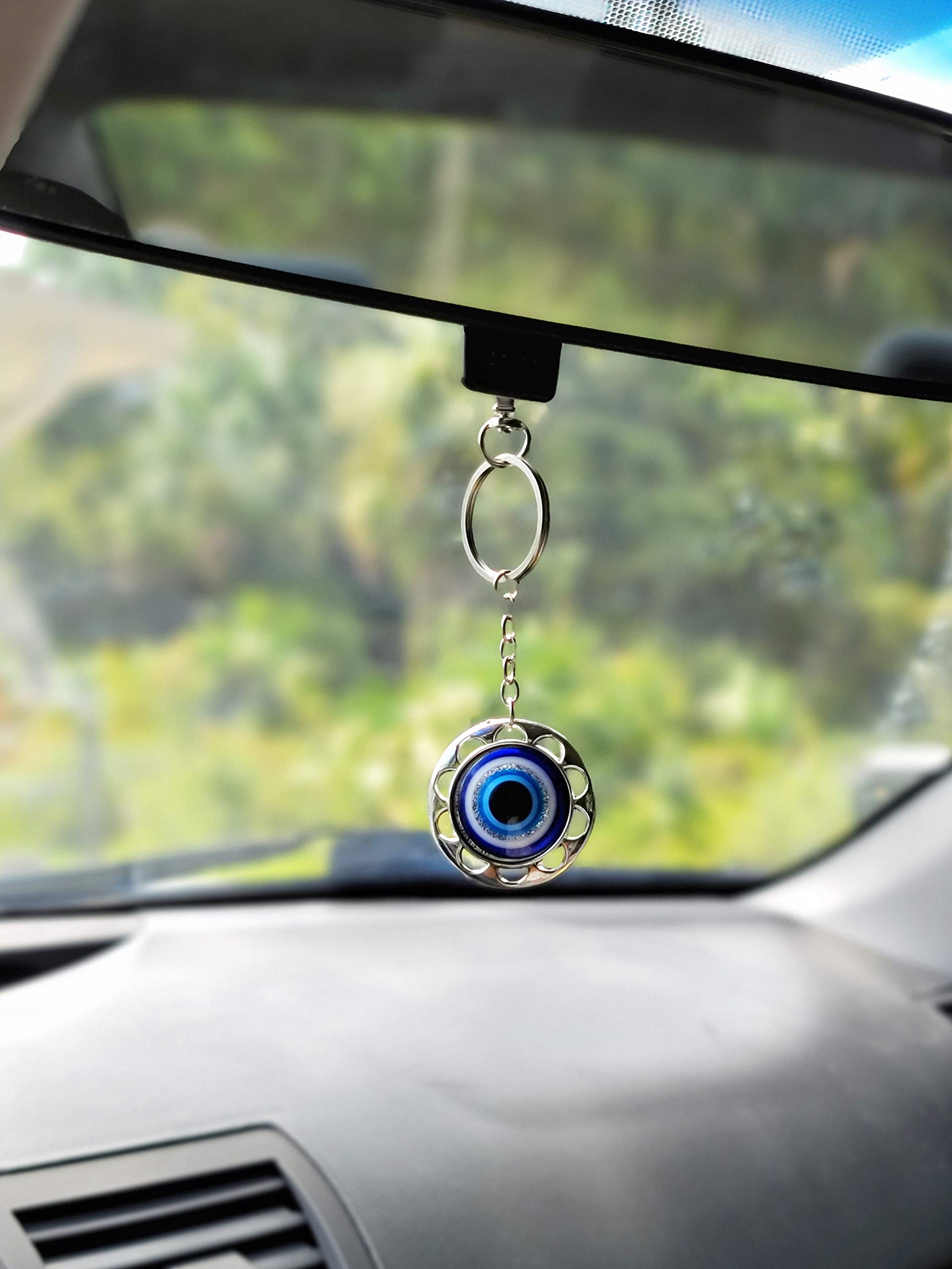 LUCKBOOSTIUM Evil Eye Charm Flower Clasp - Blue, White, Black Protection Amulet for Good Luck & Blessings - 1.5