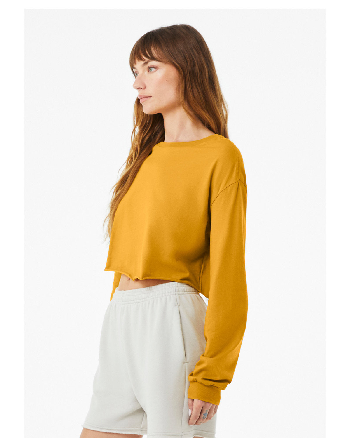 Bella + Canvas 6501B Women's Cropped Long Sleeve T-Shirt - Soft Cotton Tee for Casual Wear, Workout & Layering