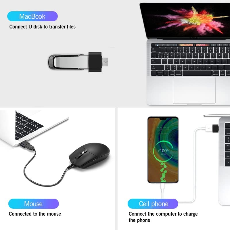 2 Pack USB C to USB Adapter for MacBook Pro 2016+ & MacBook Air 2018+ - USB Type C to USB 3.0 OTG Converter - Thunderbolt 3 Compatible - Perfect for Data Transfer, Charging & Connecting Peripherals
