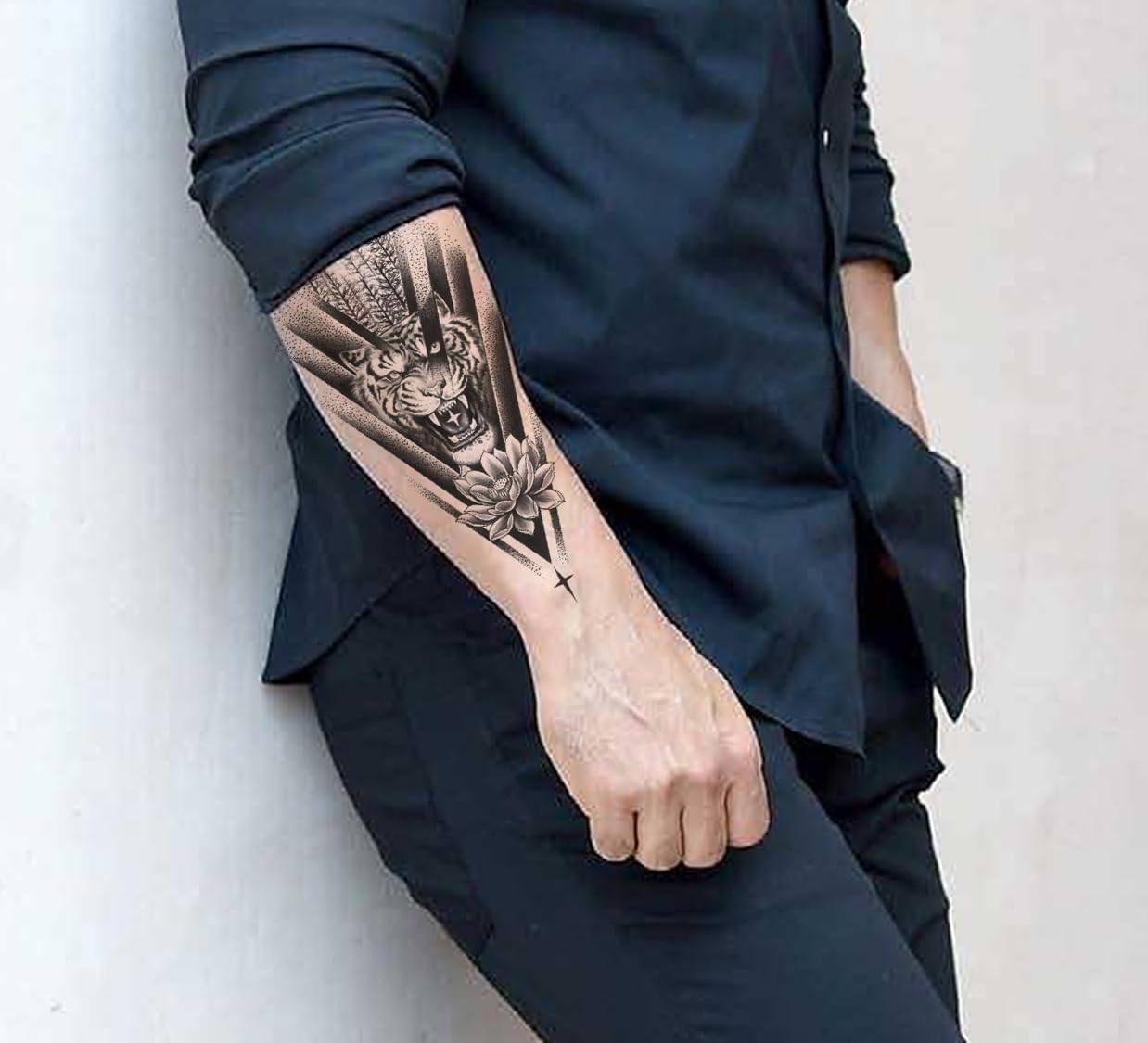 Waterproof Temporary Tattoo Stickers for Men & Women - 3D Realistic Flowers, Butterflies, Stars, Angels, Wolves & Armband Designs (21x12cm) | Perfect for Parties, Festivals, Cosplay & Body Art