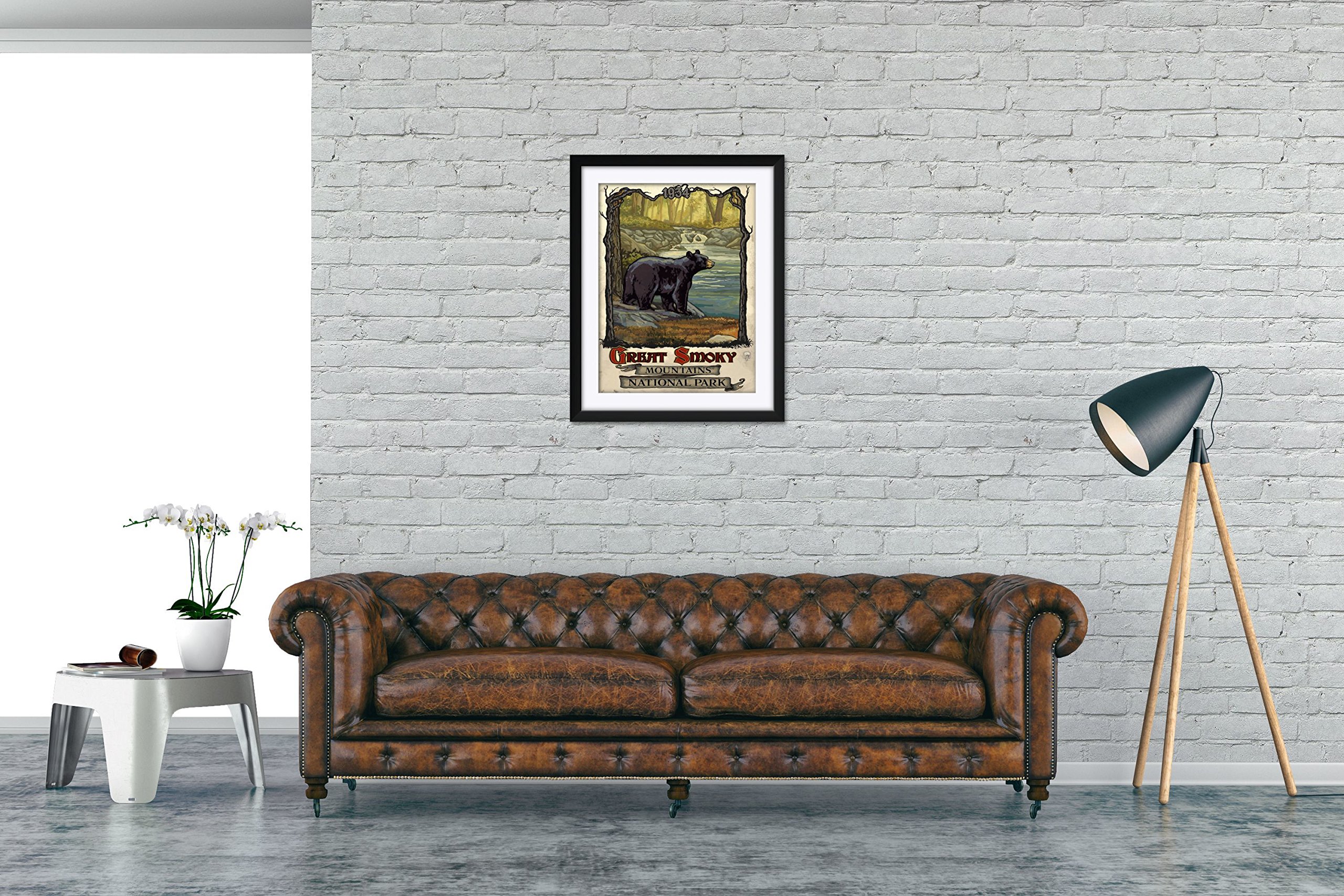 Paul A. Lanquist Framed Art Print - Great Smoky Mountains National Park Bear with Creek - 24