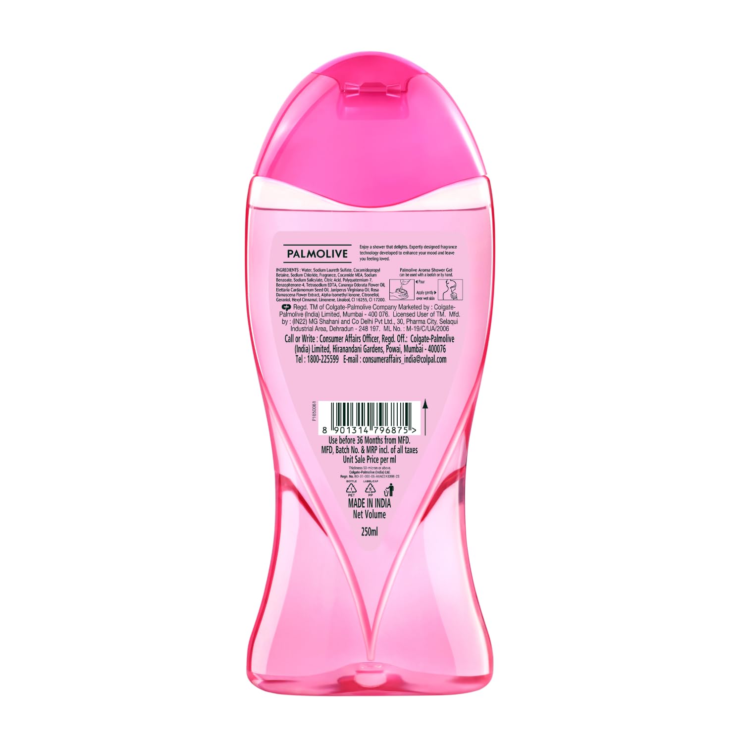 Palmolive Soft Rose & Peony Scented Body Wash for Women & Men - Mood Boosting Fragrance, Hydrating & Brightening Shower Gel - Paraben & Silicone Free, pH Balanced 250ml - Perfect for Daily Shower & Relaxing Bath Time