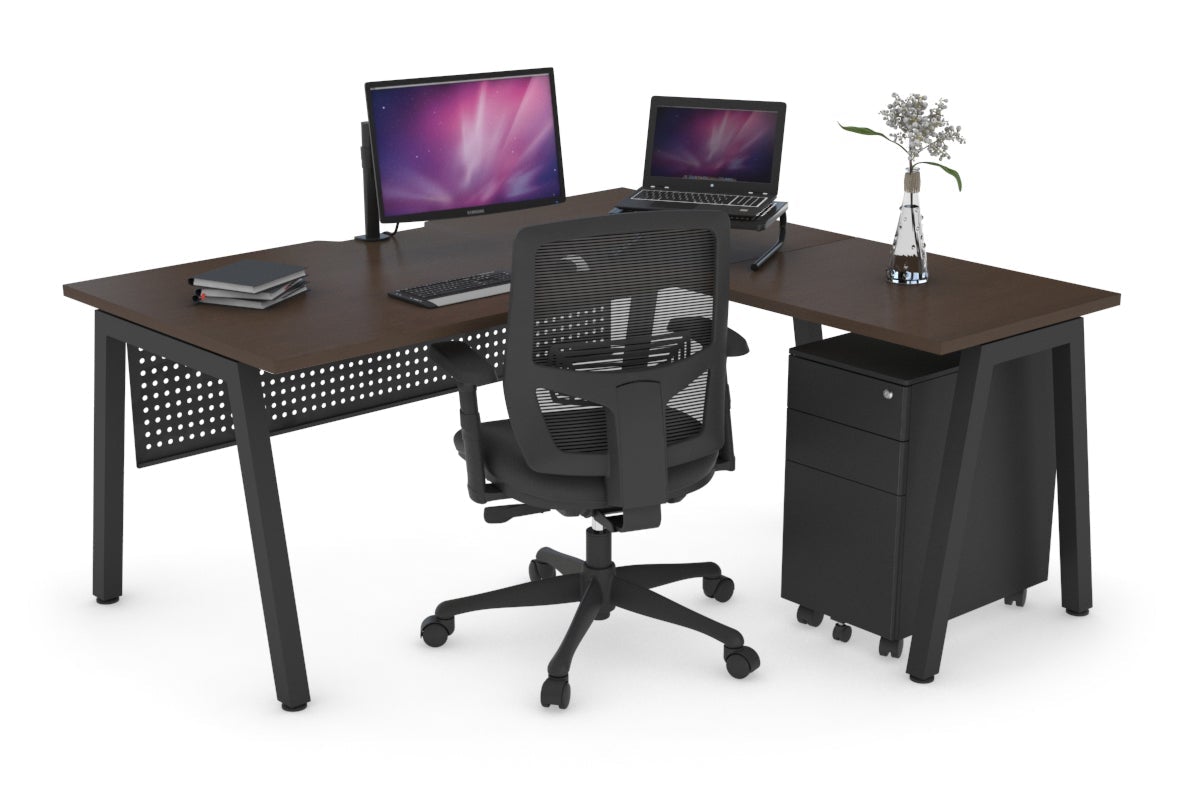 L-Shaped Corner Office Desk with Quadro A Legs - 1800L x 1800W, Cable Management Scallop - Perfect for Home Office, Gaming & Workspace Setup
