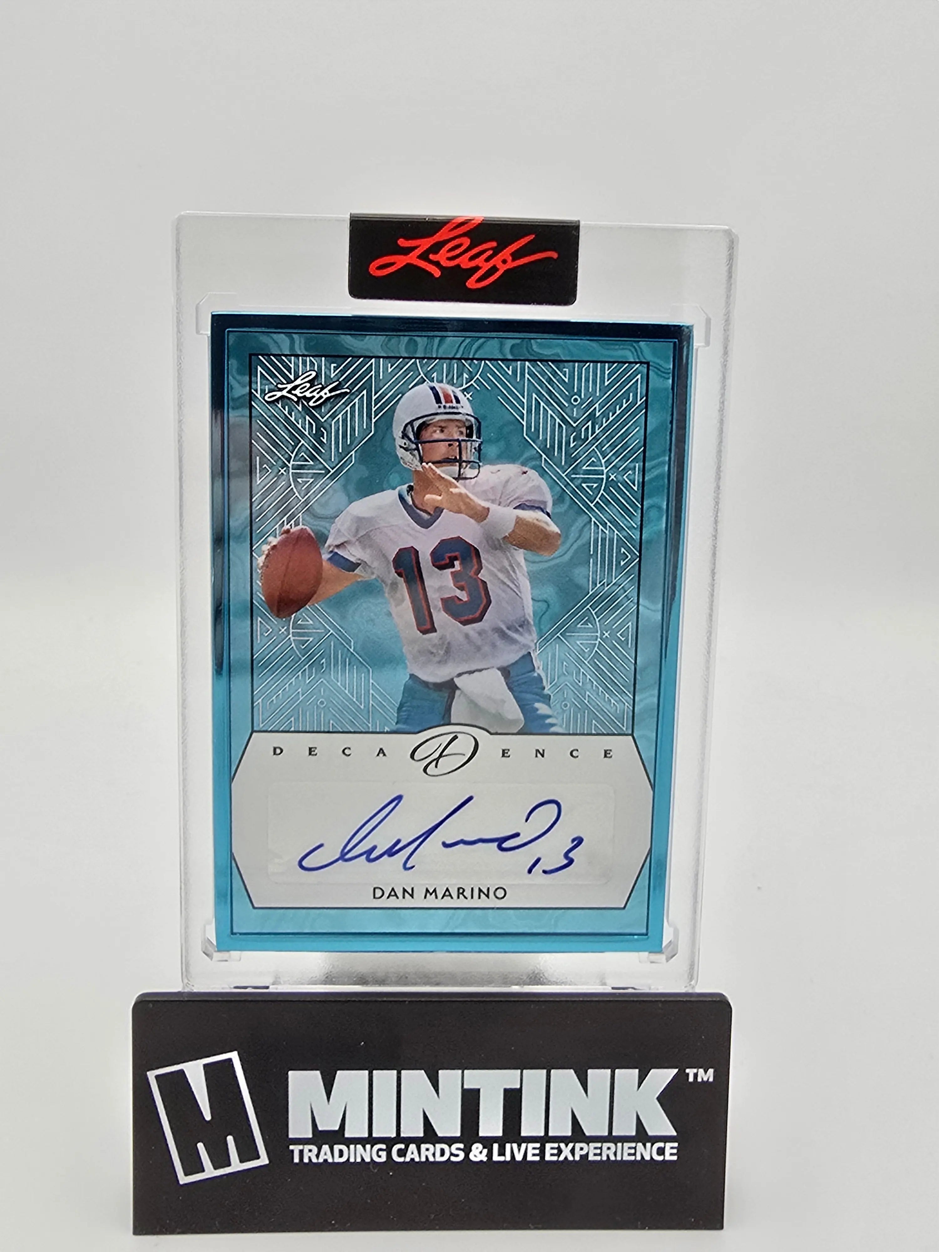 2024 Leaf Decadence Football Dan Marino Autograph Aqua Frame 10/10 - Rare Collectible Sports Memorabilia for Display in Home or Office