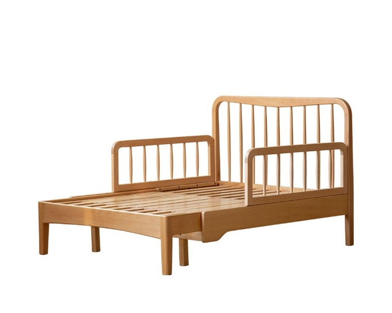 Solid Wood Whispering Telescopic Bed - Beech & Oak - Expandable Bed Frame for Small Spaces, Guest Rooms & Kids' Bedrooms
