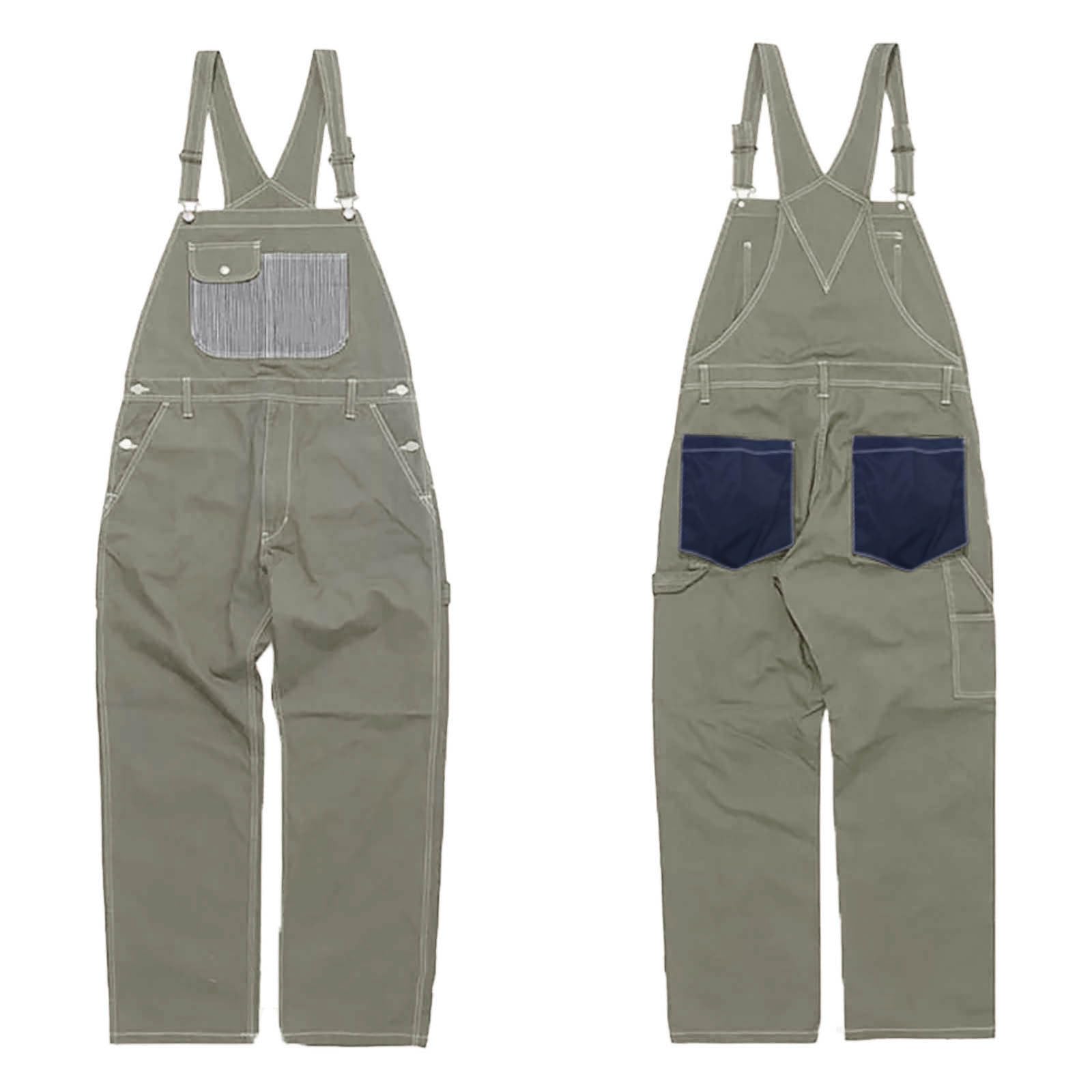 **Men's Denim Overalls - Work Jumpsuit with Braces, Long Leg & Multiple Pockets | Wide Cut Streetwear for Casual Wear, DIY Projects & Outdoor Activities**