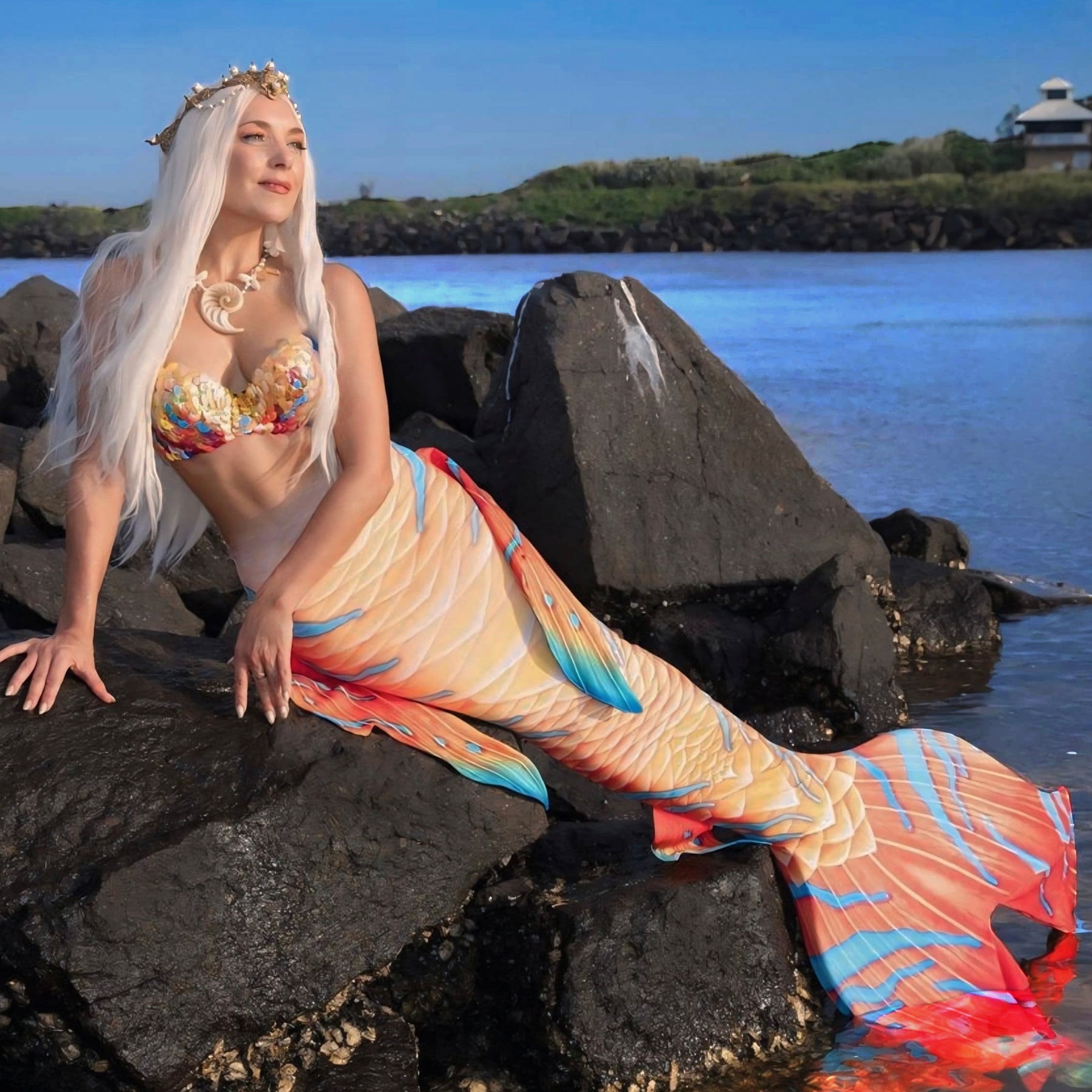Hannah Mermaid Lotus GalleryTail by Cape Cali - Premium Mermaid Tail for Swimming, Cosplay & Fantasy Photography - Perfect for Pool Parties, Underwater Shoots & Themed Events