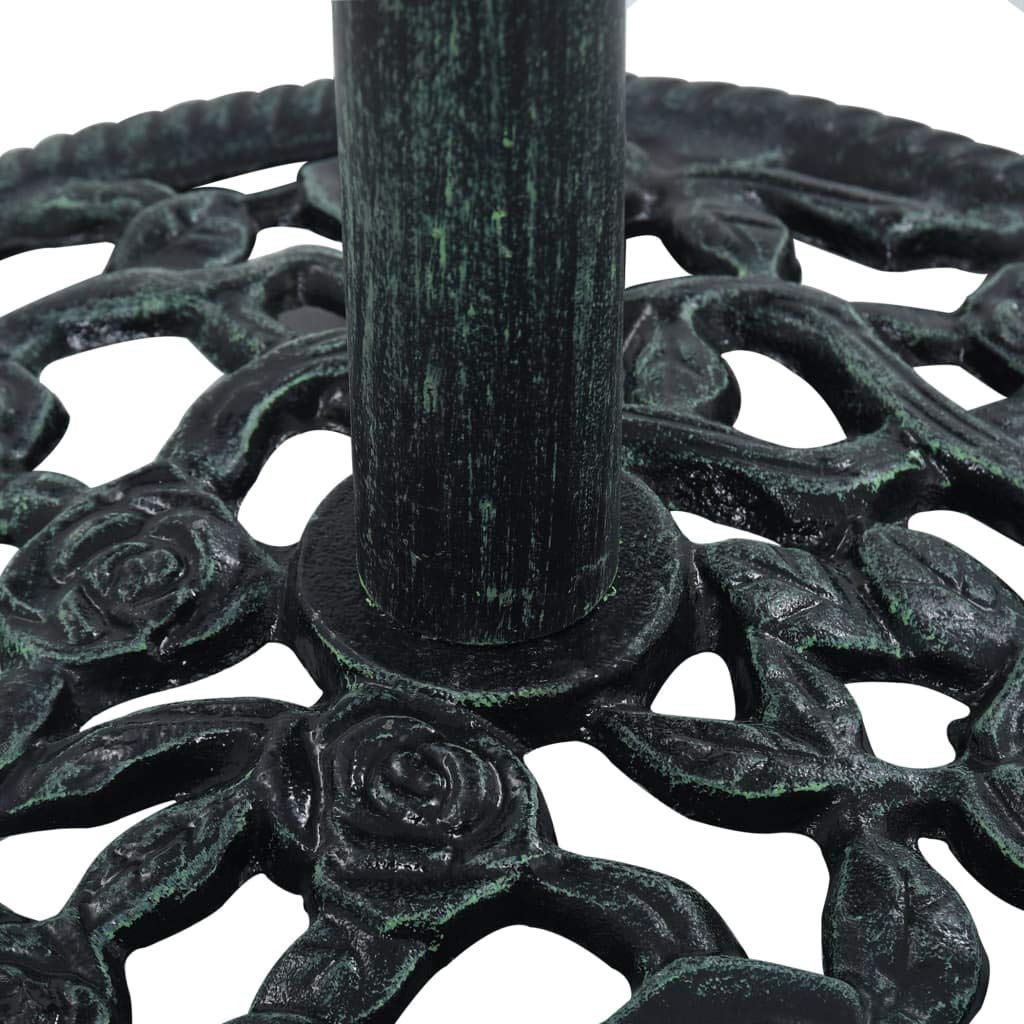 FAMIROSA Heavy Duty Cast Iron Bronze Garden Umbrella Base - 19.8 lbs Floral Design Outdoor Parasol Stand (15.7