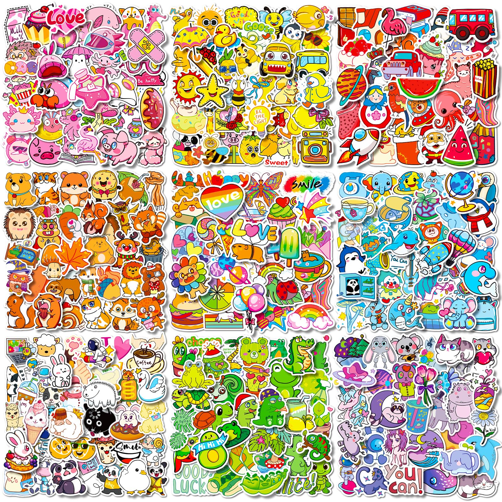 600 PCS Cute Waterproof Stickers for Kids - Kawaii Vinyl Decals for Water Bottles, Laptops, Hydro Flasks, Skateboards, Phones & More - Fun School Supplies & DIY Crafts for Boys and Girls