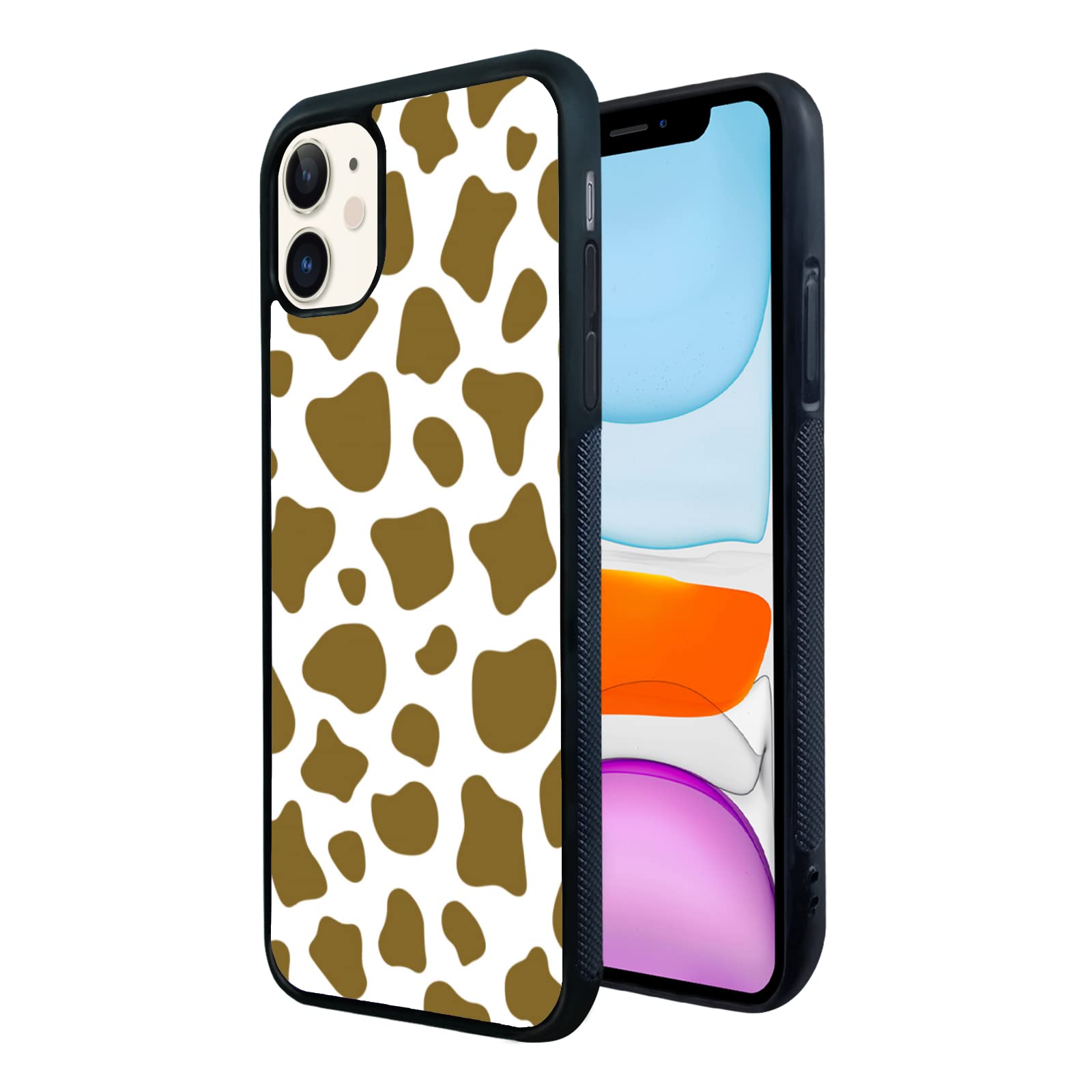 Aiyaya Cute Brown Cow Print iPhone Case - Soft Protective Cover for iPhone 14/13/12/11/X/8/7 Plus - Trendy Animal Design for Women & Girls - Perfect for School, Work & Everyday Use
