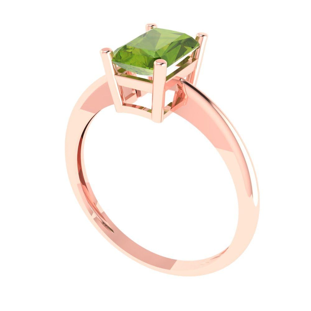 1.0 ct Natural Peridot Solitaire Engagement Ring - Radiant Cut 18K Rose Gold Wedding Band for Women | Anniversary, Promise, Bridal Jewelry Gift for Her