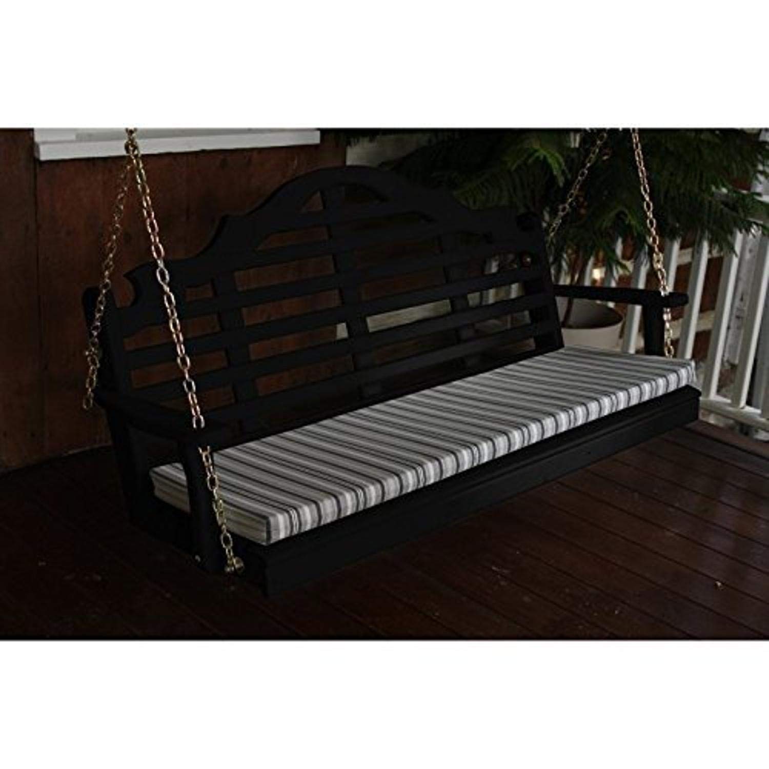 A & L Furniture 6ft Yellow Pine Marlboro Porch Swing with Oak Stain - Outdoor Patio, Garden, Backyard Relaxation Swing for Porch, Deck, or Pergola