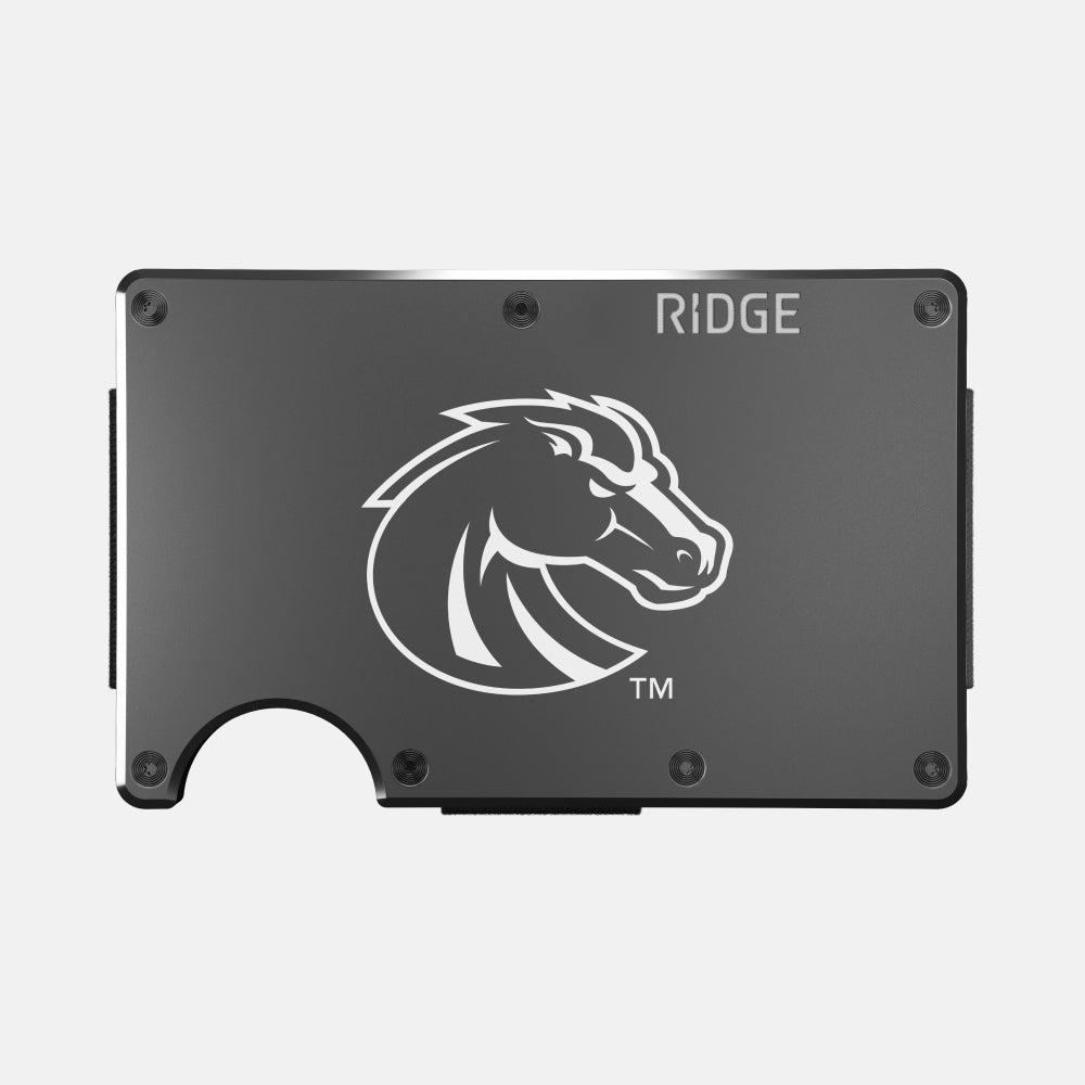 Ridge Wallet for Men - Slim RFID Blocking Minimalist Front Pocket Wallet - Boise State Broncos Design - Perfect for Travel, Everyday Carry & Gifts