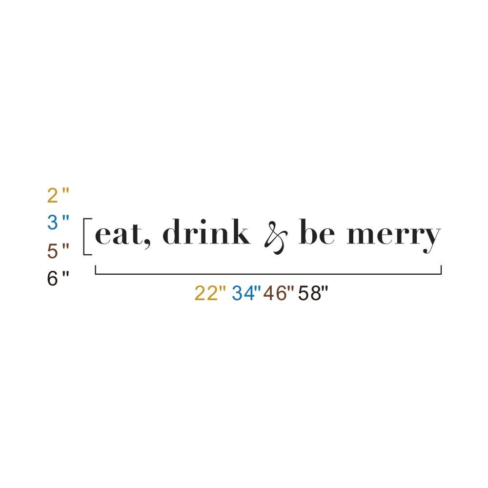 Custom Large Kitchen Wall Decals - Food & Drink Themed Vinyl Stickers - 'Eat Drink Be Merry' Home Decor Art for Kitchen, Dining Room & Cafe - Perfect for Wall Decoration, Housewarming Gifts & Restaurant Interior Design