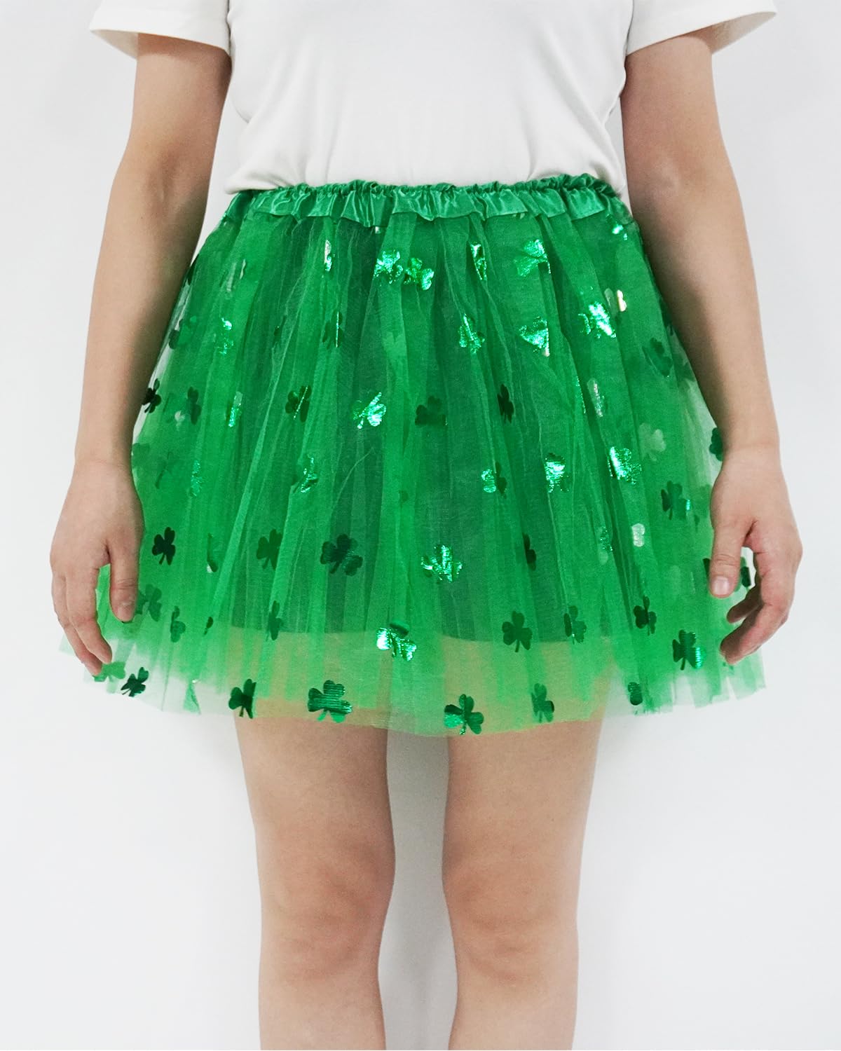St. Patrick's Day Green Tulle Tutu Skirt for Women & Teens - Irish Shamrock Party Costume Dress for Festivals, Parades & Irish Dance Performances