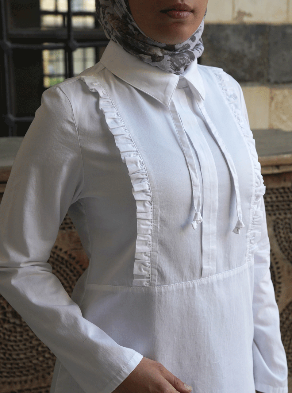 Elegant Ruffled Trim Blouse for Women - Stylish Floral Print Tops - Perfect for Office, Date Night & Spring Outfits