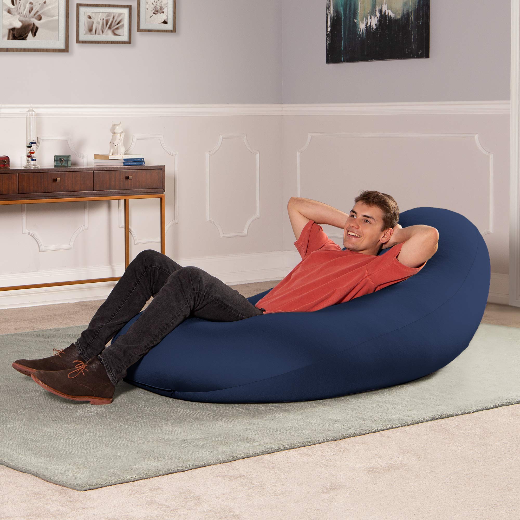 Jaxx Nimbus Spandex Bean Bag Chair for Adults - Large Navy Comfortable Lounge Chair for Living Room, Bedroom & Game Room - Perfect for Relaxing, Reading & Gaming